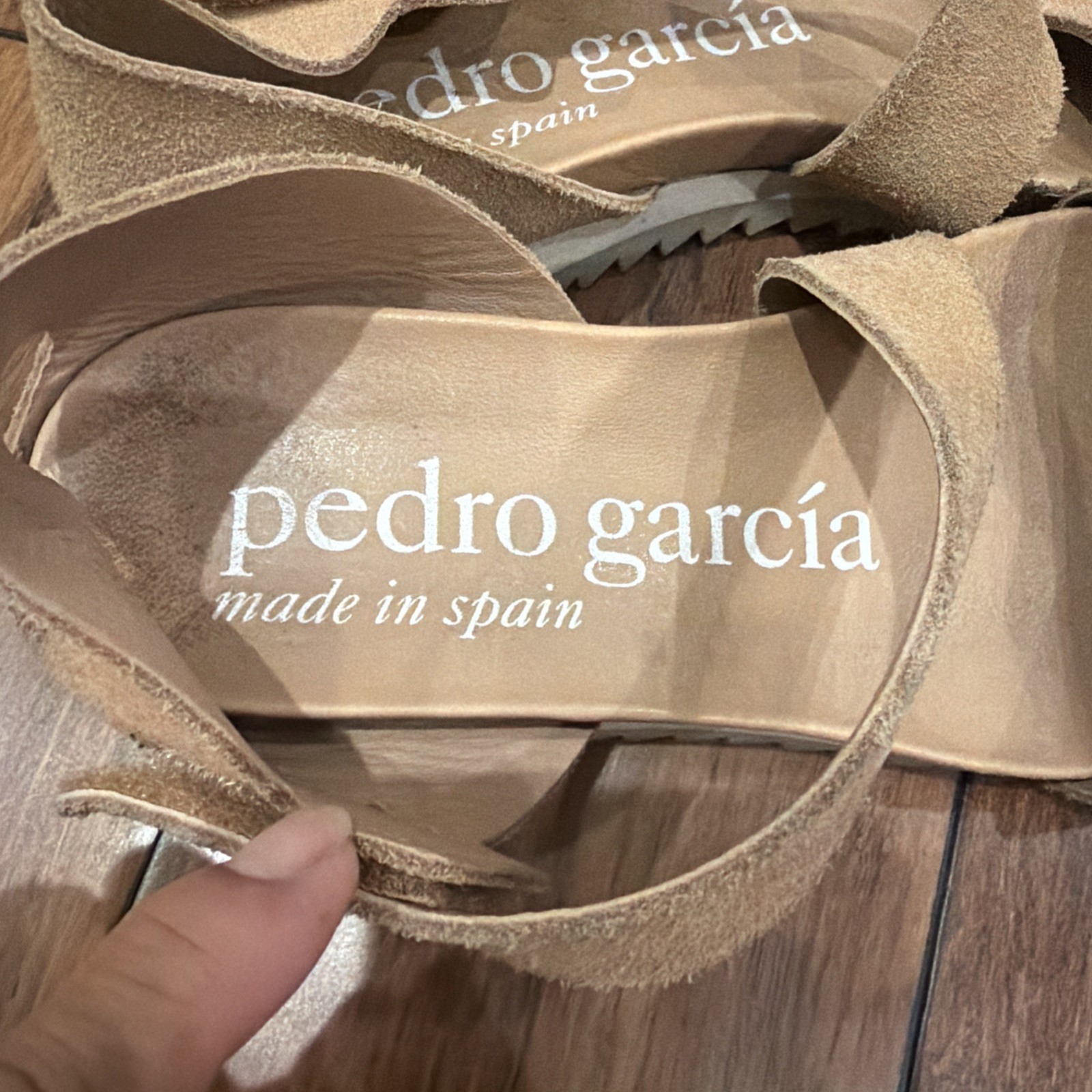 Cute Pedro Garcia JEDDA Suede Tan Sandals Size 37-US 7-7.5-VERY GOOD COND ($525)
