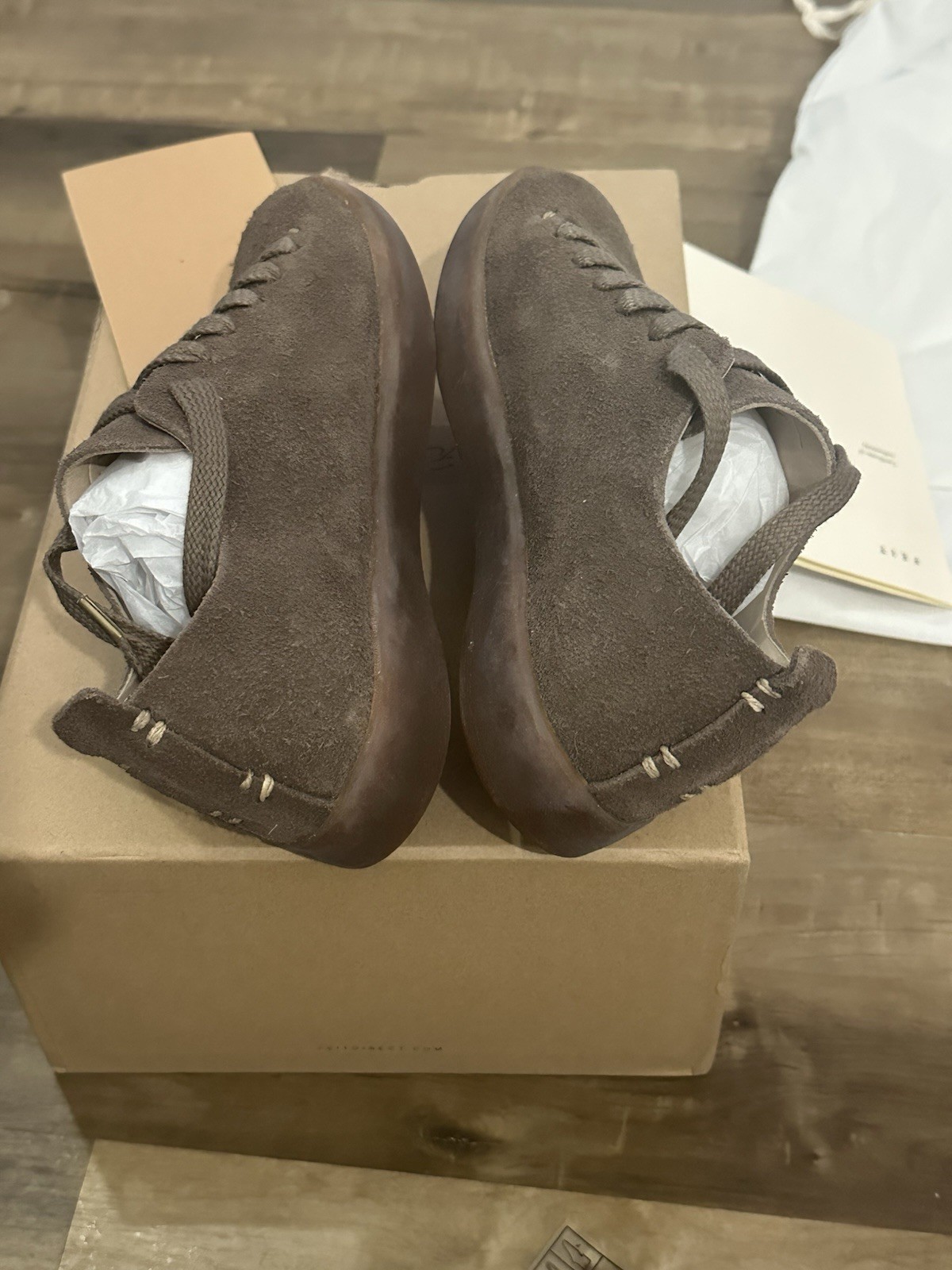 Feit Latex Low Suede Brown Sneakers Sz 35 US Women’s 5 Made In Italy NIB