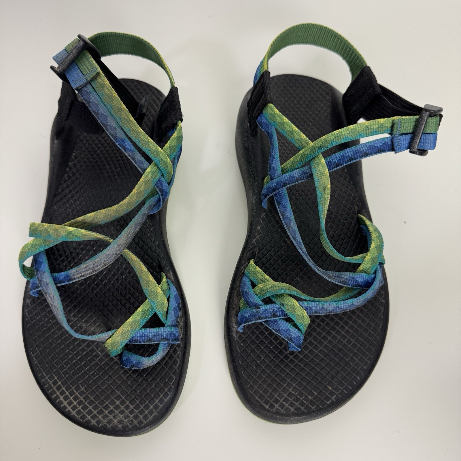 CHACO Sport Hiking Trail Sandals Womens 7 Blue Green Strappy Shoes J199058