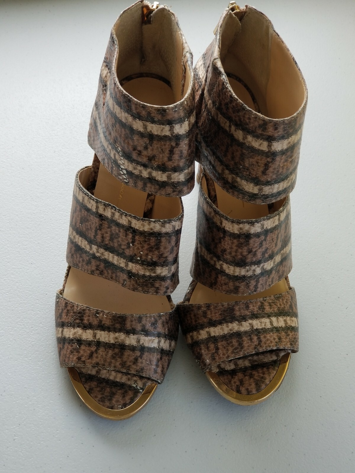 Jessica Simpson Womens Multicolor Beige Print Stiletto Sandals Size 8