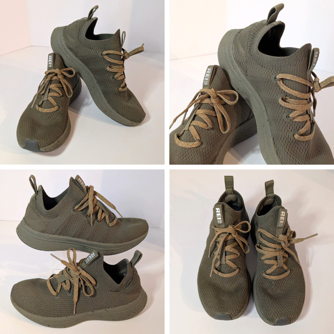 REI CoOp Beyonder Athletic Outdoor Hiking Shoes Olive Green Trailbed, Womens 7.5