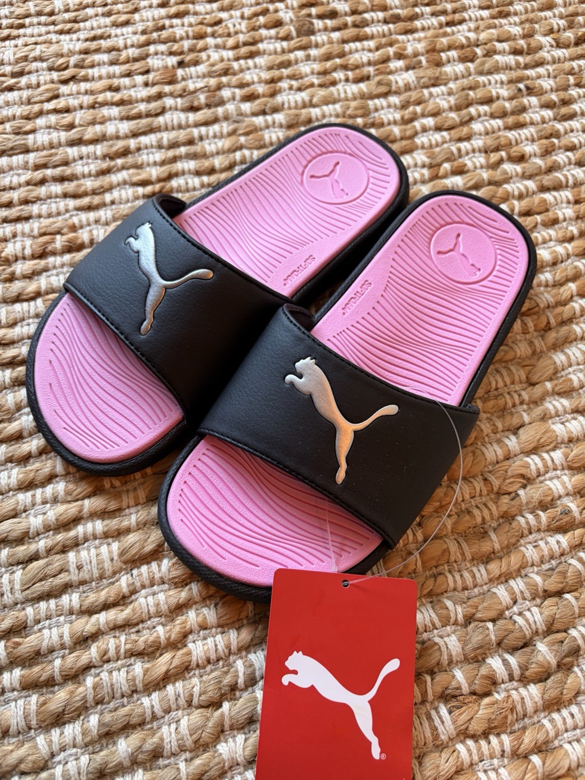 Puma Black & Pink Slide Sandals with White Logo. Cool cat 2.0 sport women’s 6