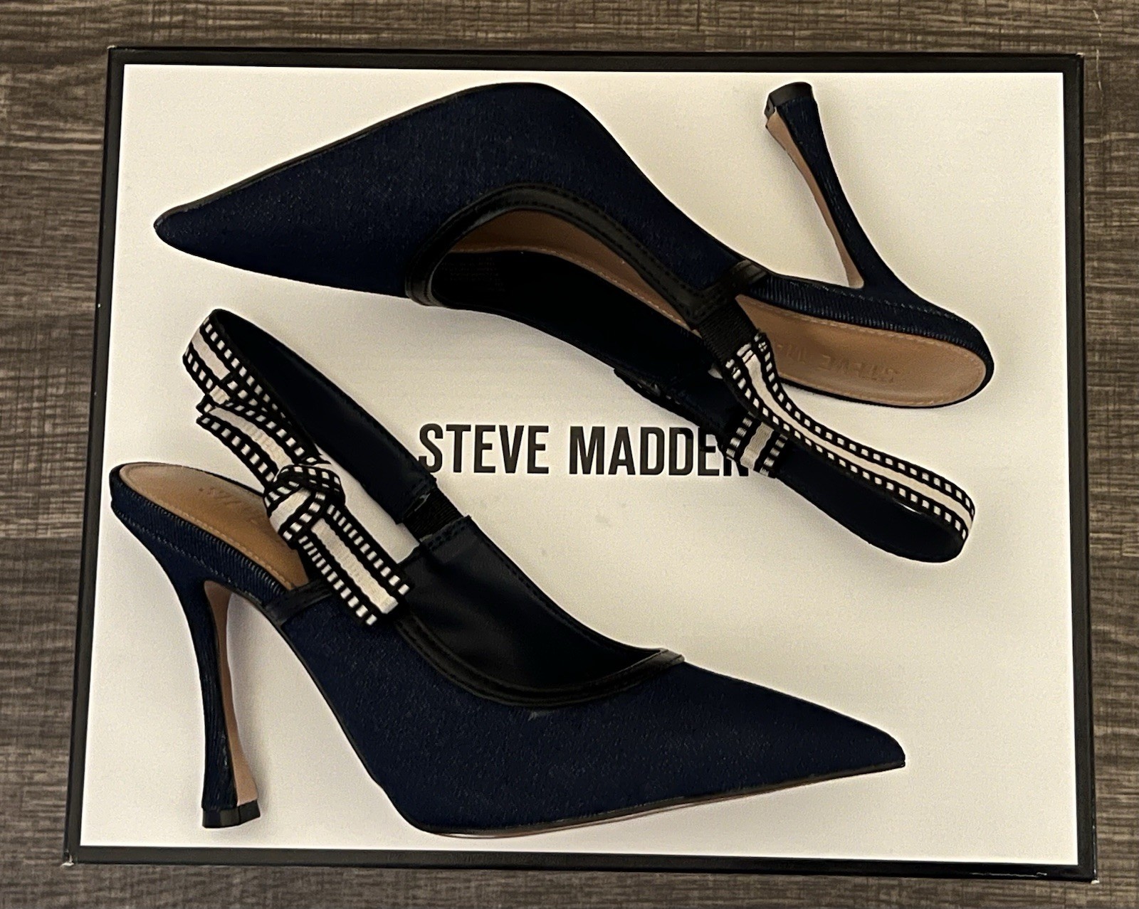 Steve Madden Women’s Bri Dark Denim Design Heels Size-6.5