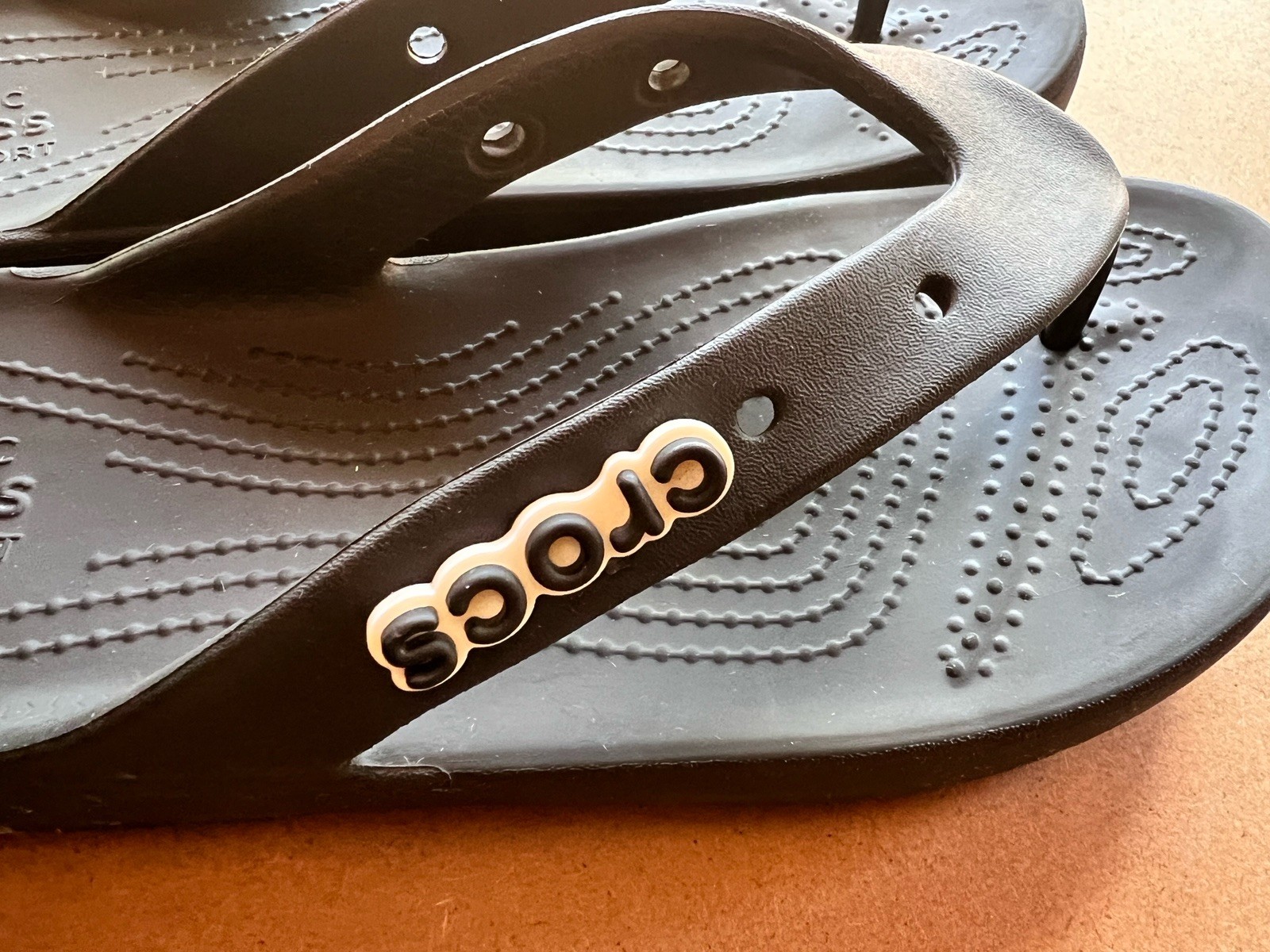 Crocs Bayaband Flip Flop Slip On Sandals Black Women 9 Summer Waterproof W/Logo