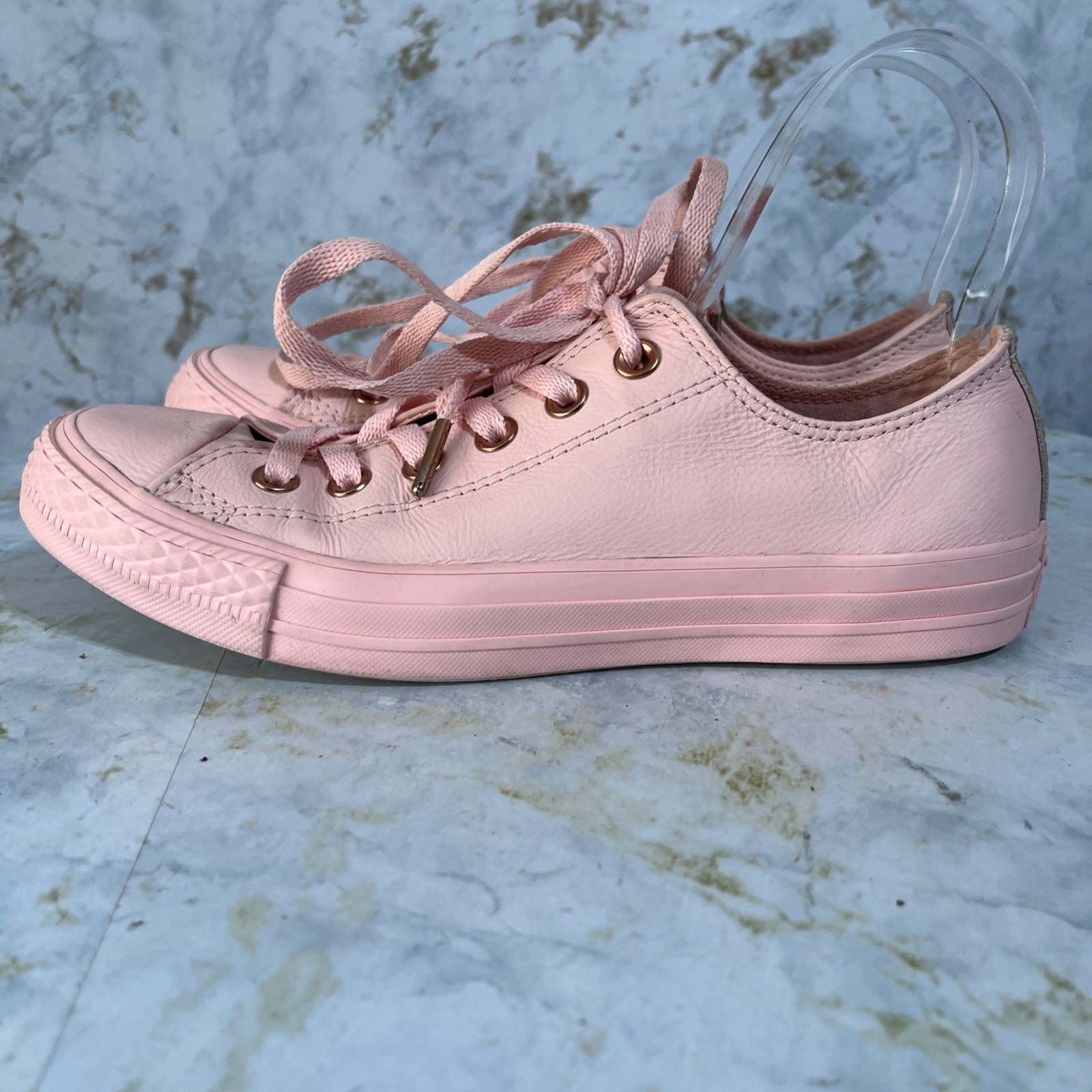 Converse All Star Chuck Taylor Womens Size 8 Shoes Pink Leather Low Top Sneakers