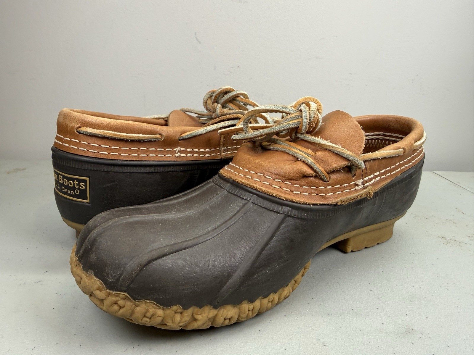 LL BEAN Maine Hunting Duck Boot Shoes Mid-Top Brown Leather WOMENS CM 7M