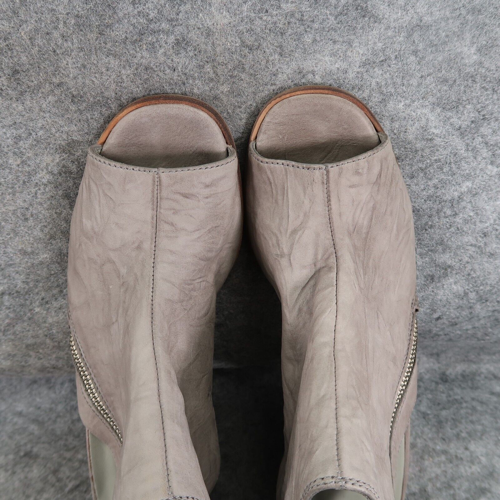 Paul Green Shoes Womens 8.5 Sandal Peep Toe Cayanne Asymmetric Zip Leather Grey