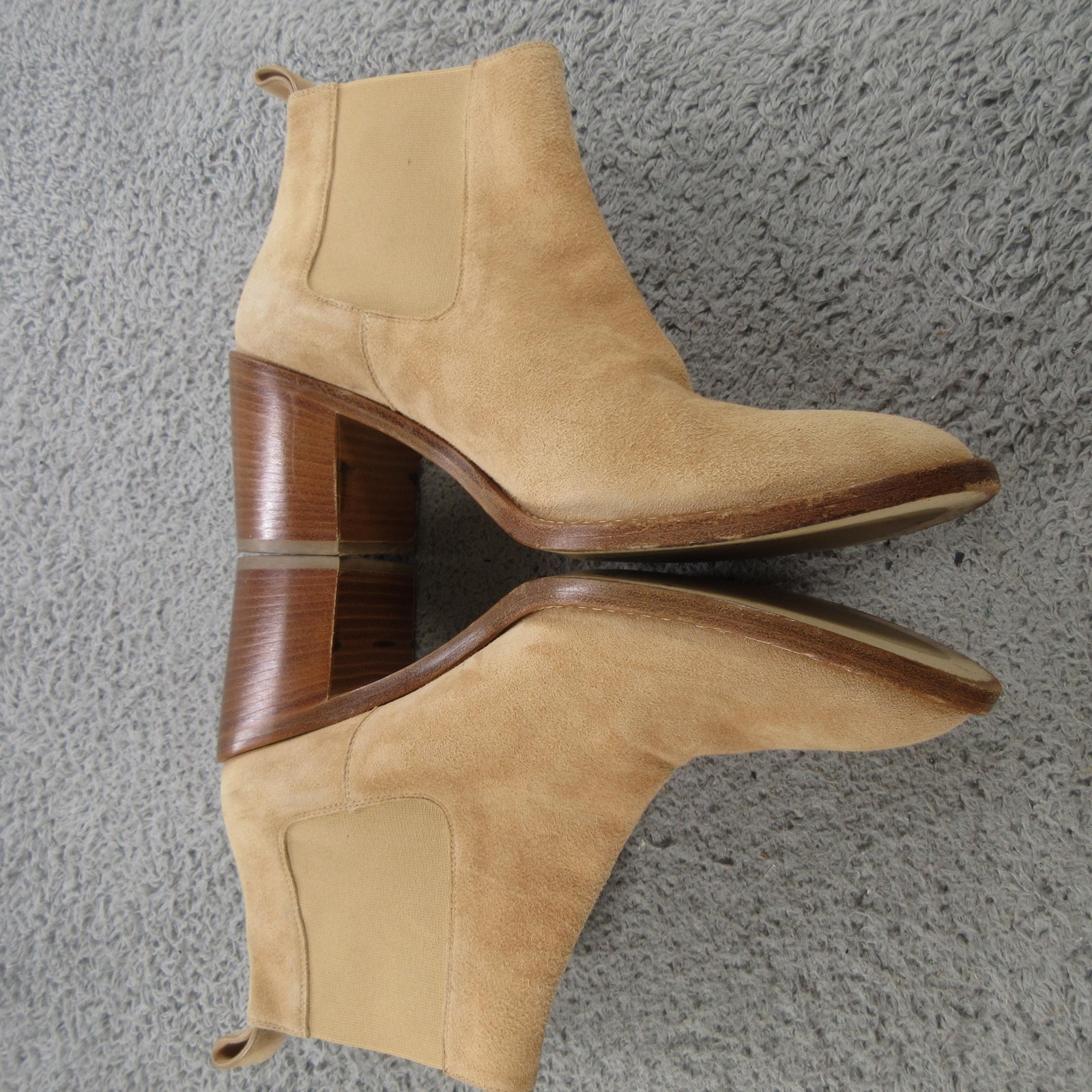Jenni Kayne Boots Womens Size 10 Beige Suede Chelsea Ankle Block Heel Italy