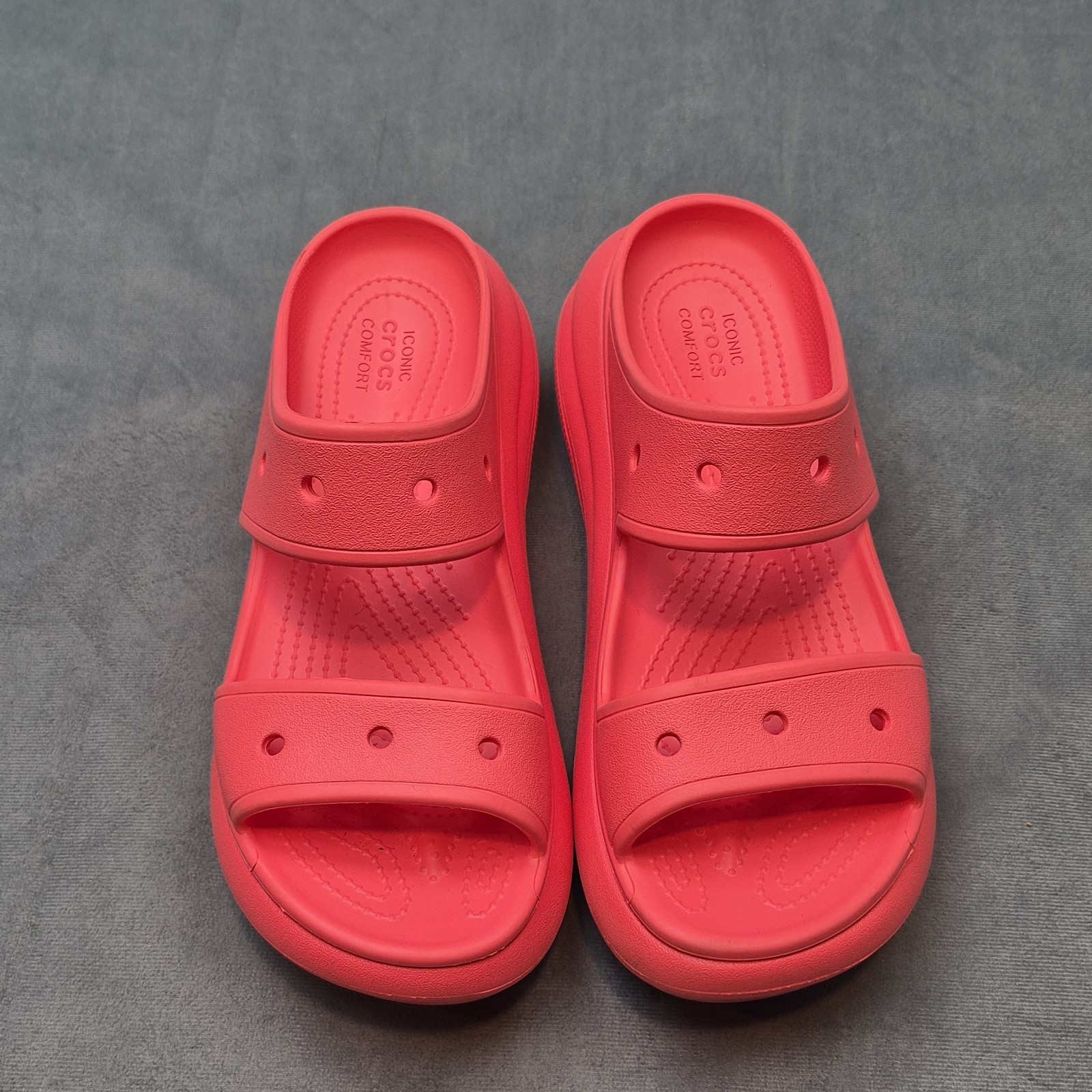 Crocs Classic Crush Sandal Peach Watermelon Platform Two Strap Women 207670