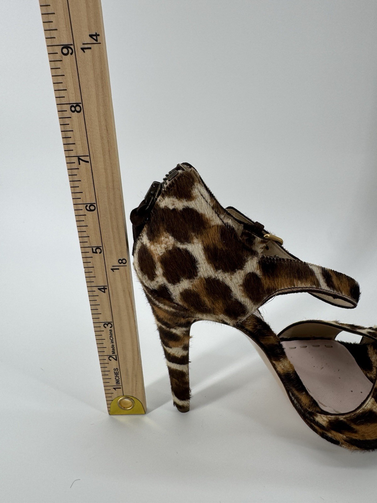 Miu Miu Leopard Print Calf Hair Crisscross Ankle Strap Heels Sz37.5 Authenticate