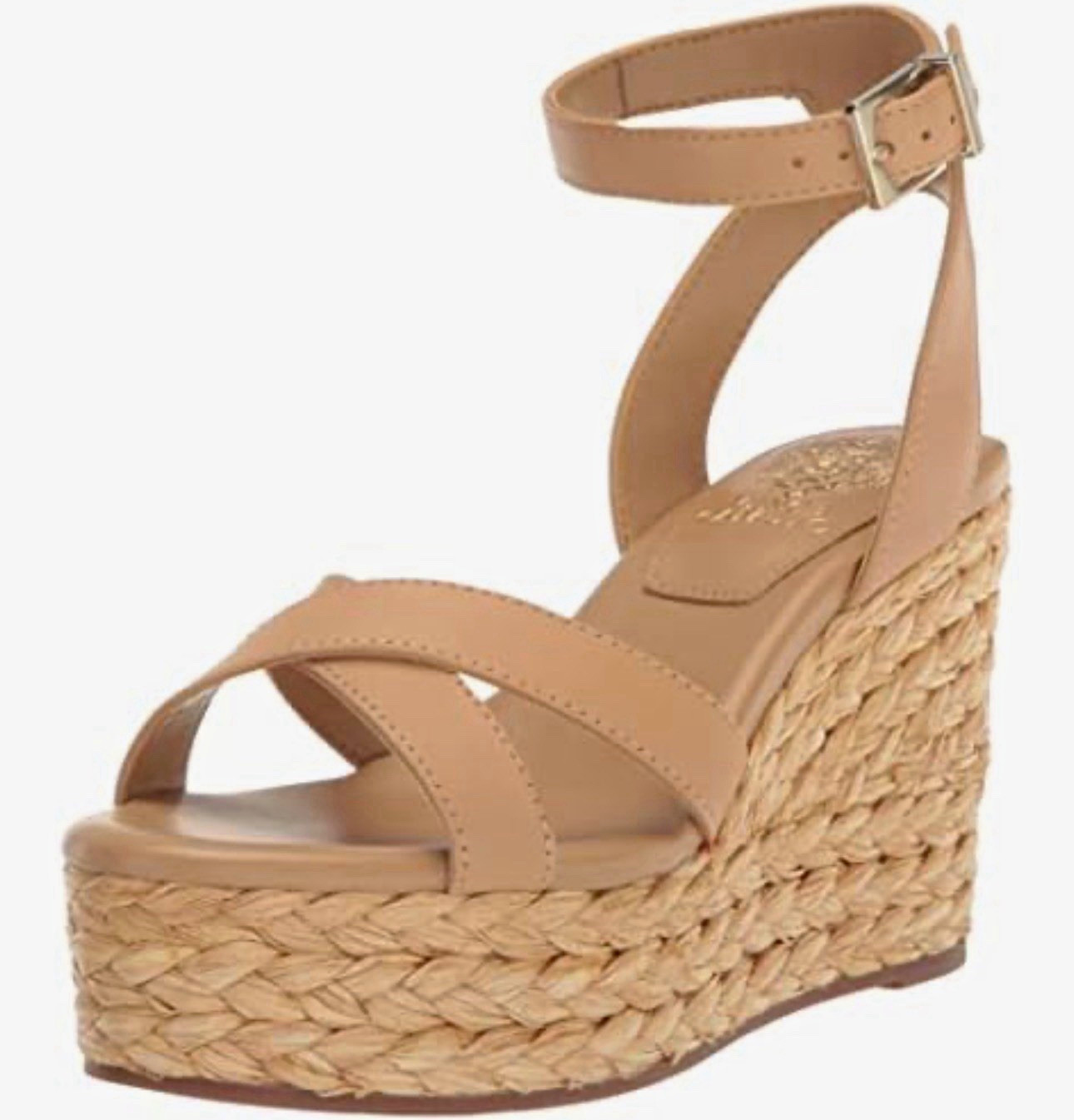 Vince Camuto Beige Suede Espadrille Platform Wedge Sandal Ankle Strap 7.5