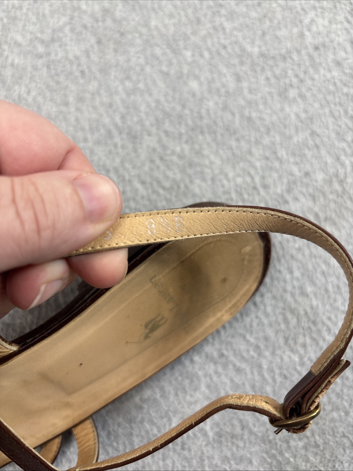 Vintage Ralph Lauren Sandals Woman 8 1/2 Brown Cross Strap Coastal Boho 90s READ