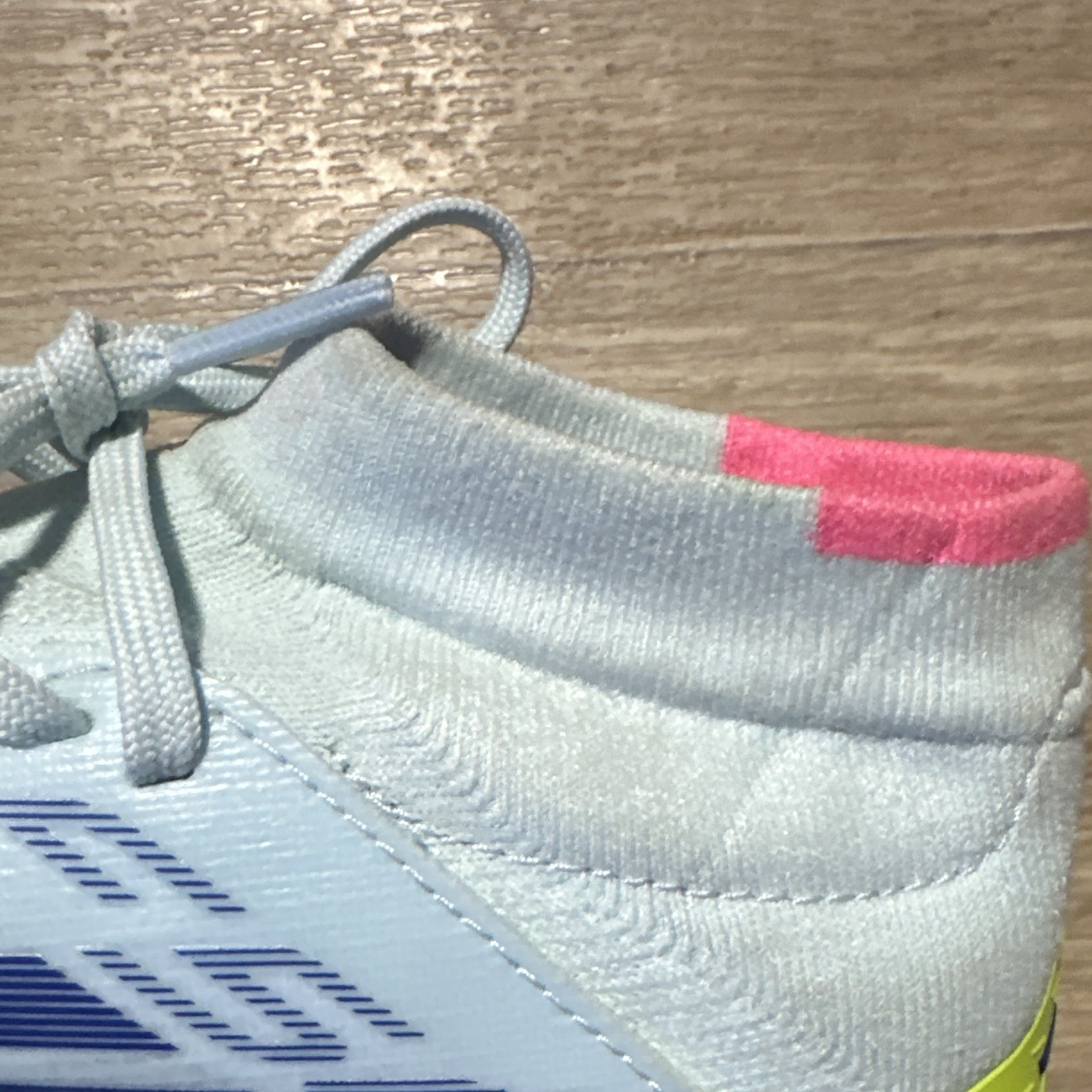 adidas F50 Soccer Cleats White Pink Yellow Blue Lace-Up Mid Top Plastic