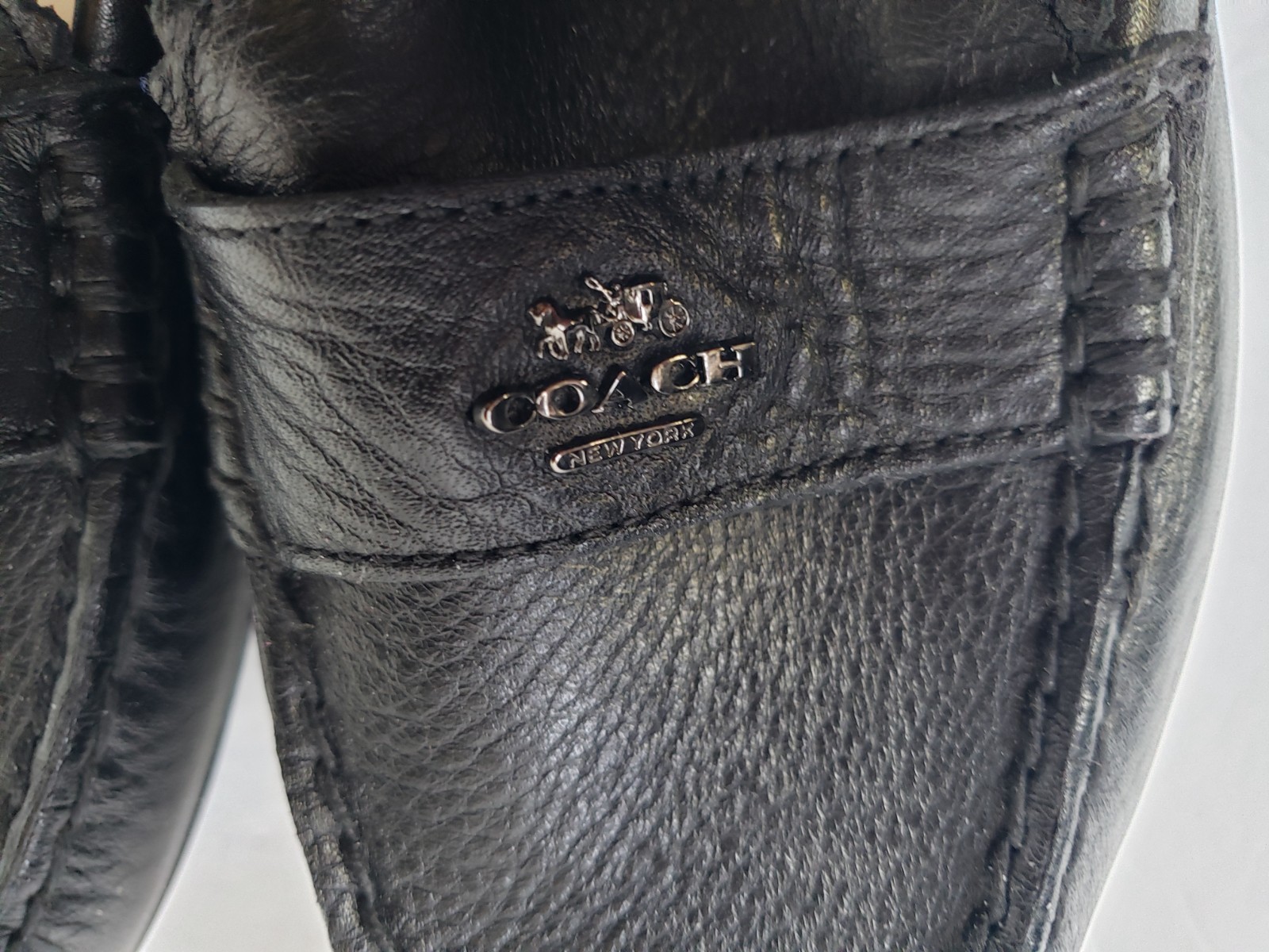 COACH Odette Pebbled Leather Black Driver Loafer Slip On Shoes Size 6.5 NWOB