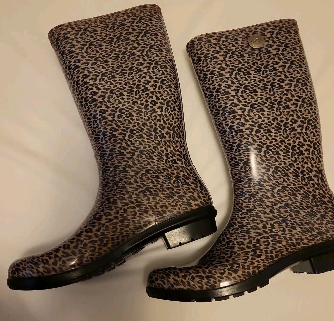 🔥Ugg Women’s Classic Shaye Tall Rain Boot Black Leopard Size 9