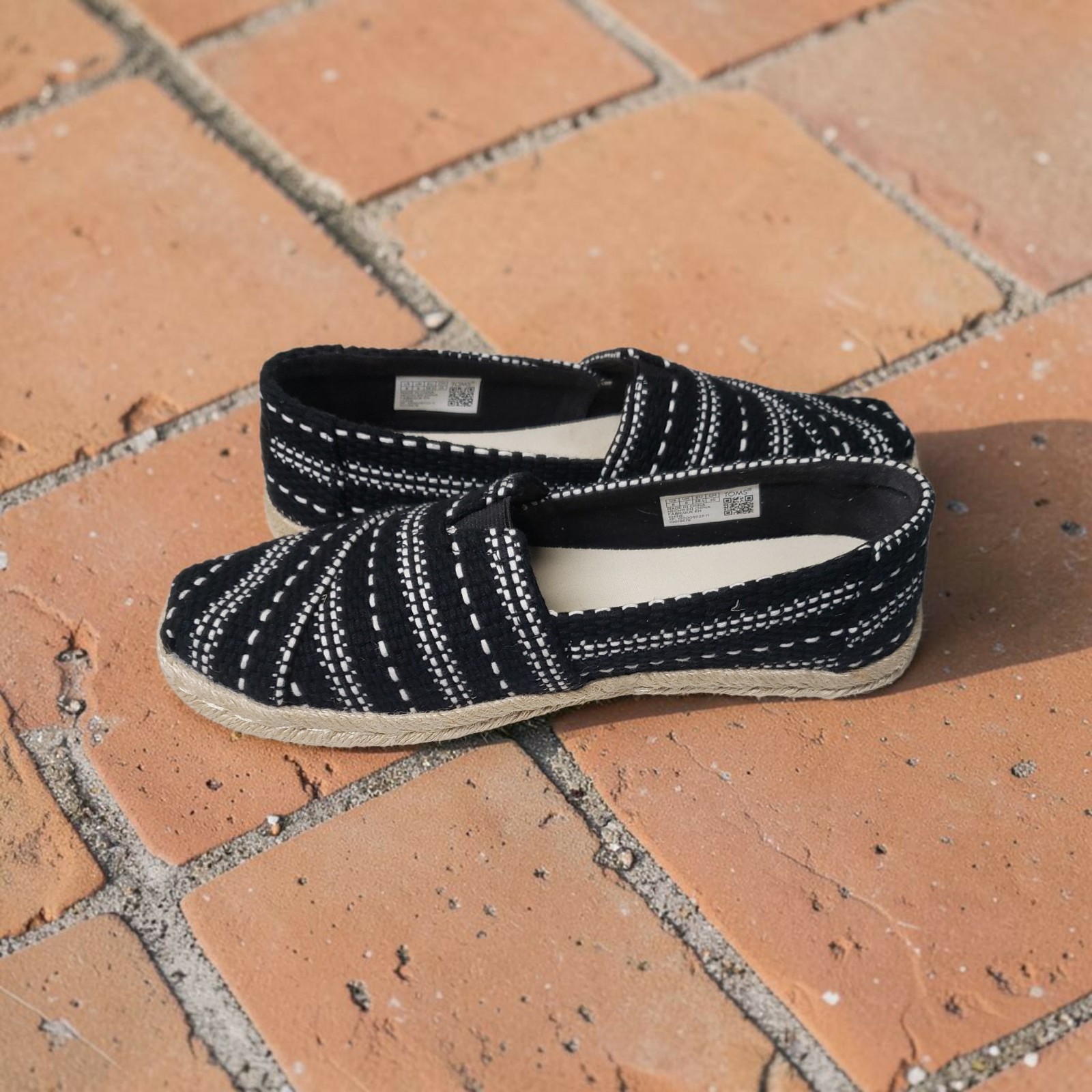 TOMS Alpargata Rope Shoes Women’s 8M Black Multi Chunky Global Woven NIB