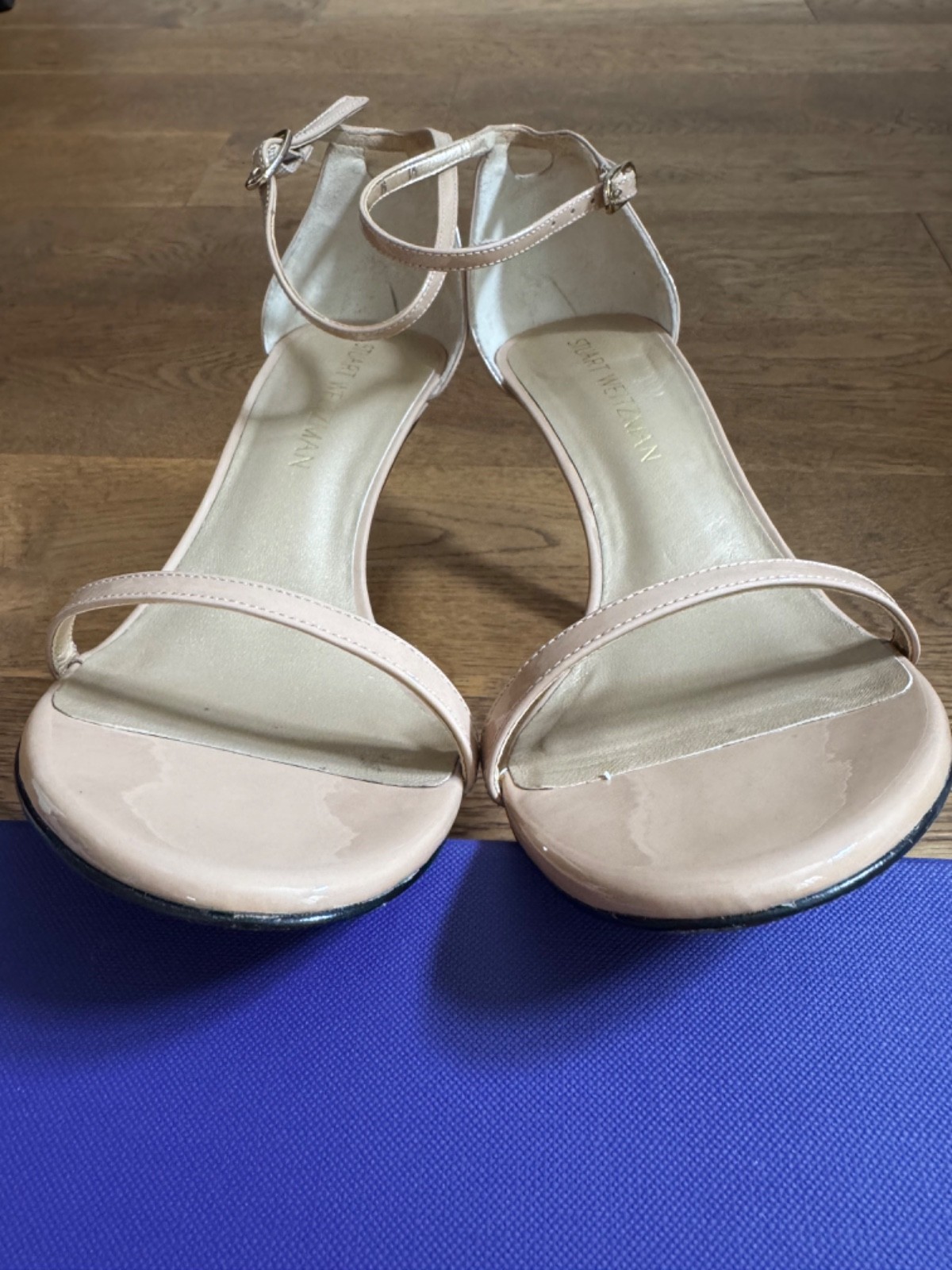 Stuart Weitzman Nudistsong Ankle Strap Stiletto in Nude – Size 8