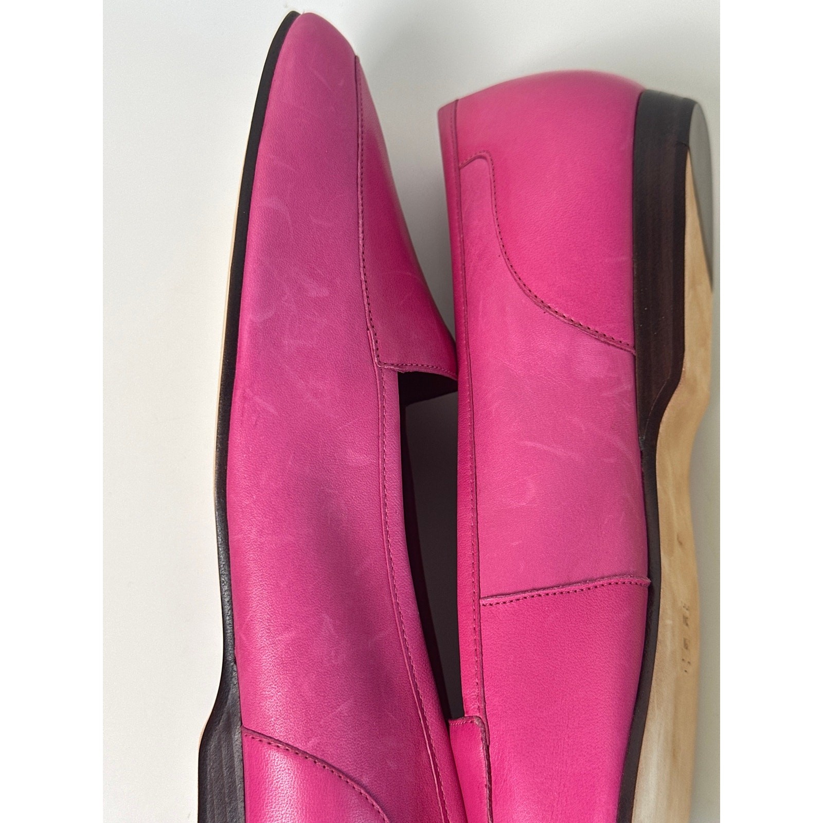 NIB Vtg Enzo Angiolini Liberty Bright Pink Leather Loafers Made in Brazil | 11 M