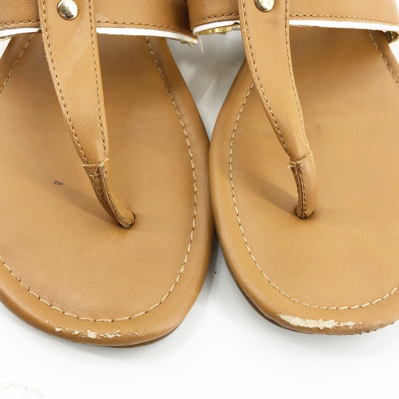Tommy Hilfiger Brown White & Gold Flat Summer Sandal Size 9 M