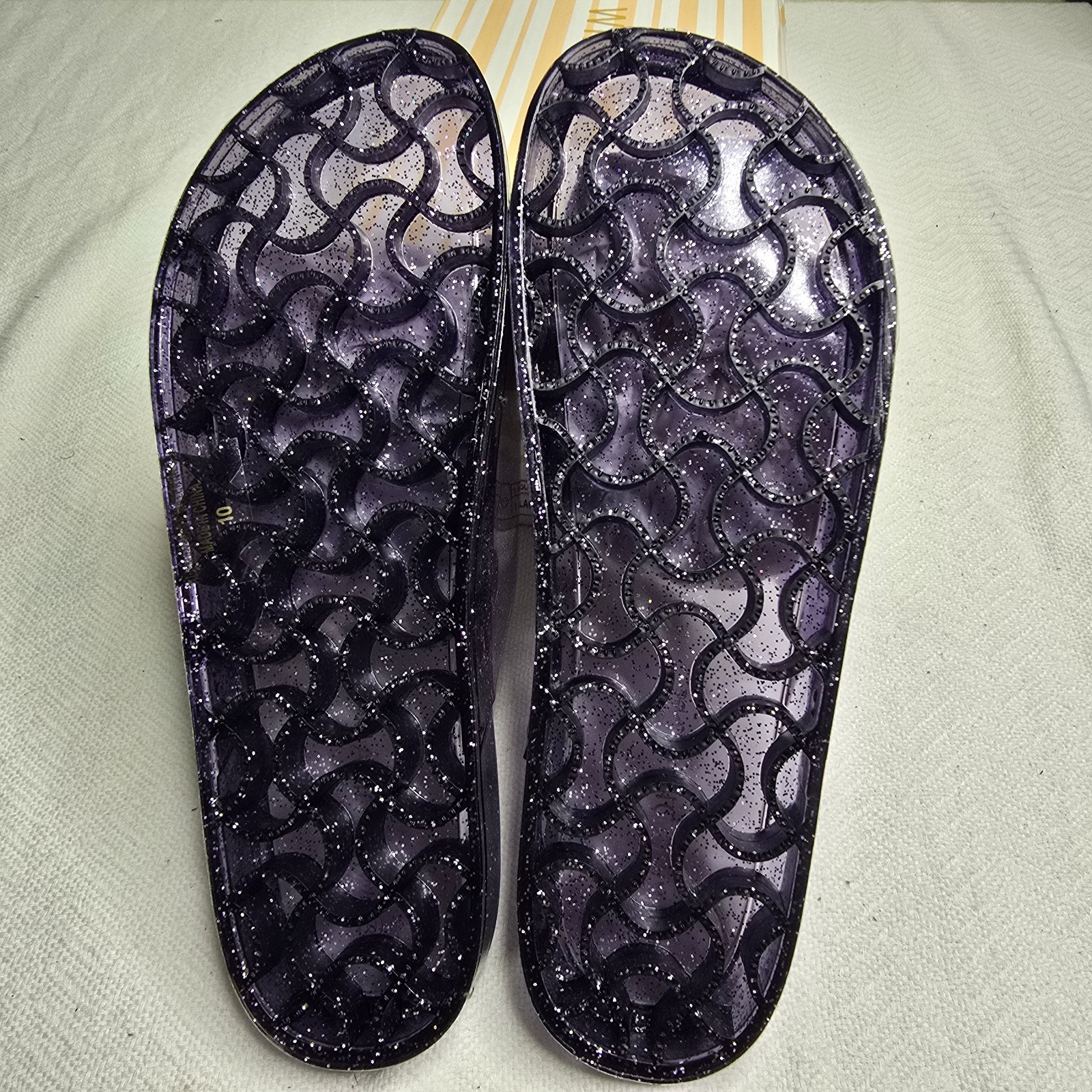 Wild Diva Purple Glitter Double Buckle Adjustable Strap Slide Sandals Women’s