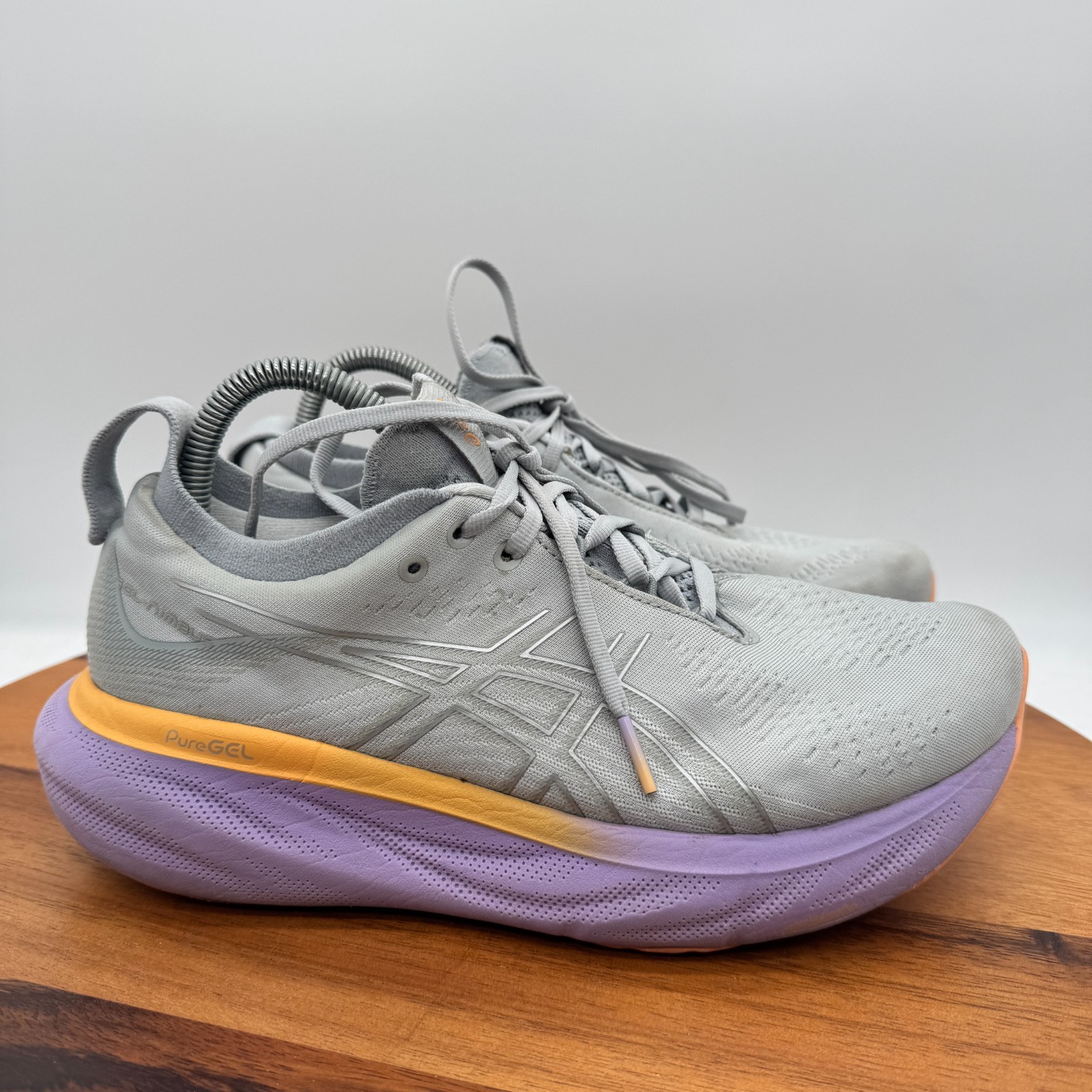 Asics Gel-Nimbus 25 Shoes Womens 9 Gray Purple Athletic Running Sneakers