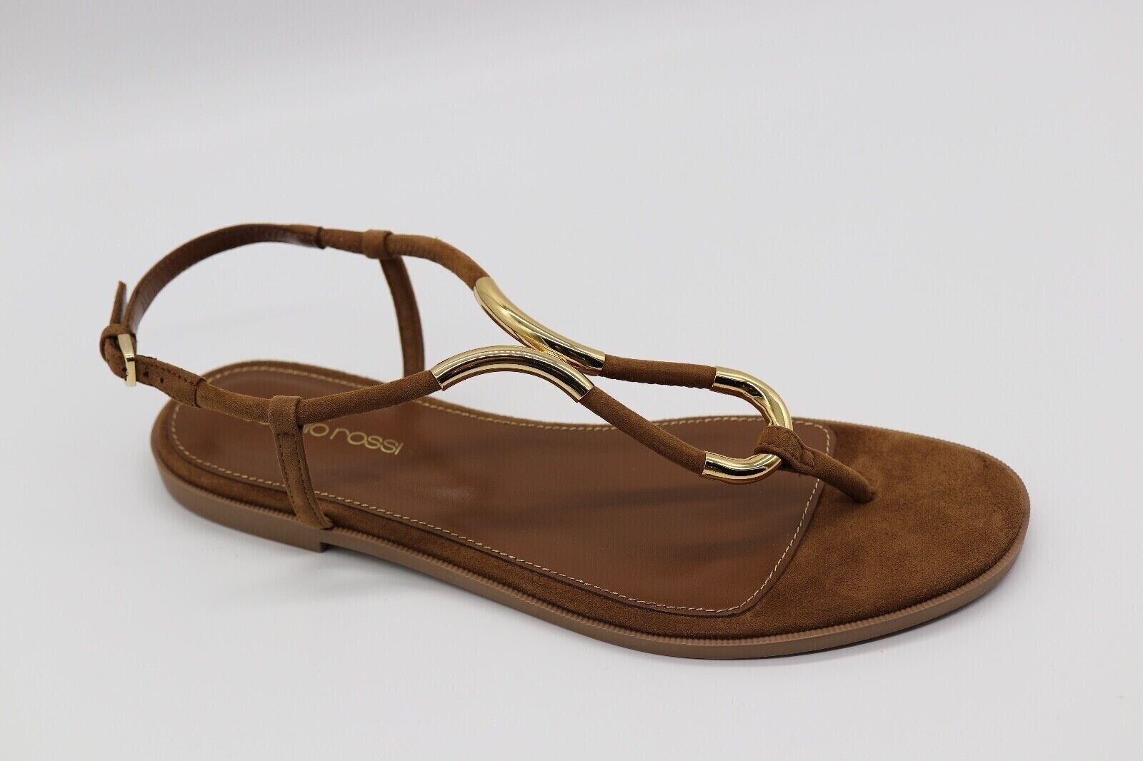 Sergio Rossi Tone Thong Suede Twist Gold Brown Sandals US 6 IT 36 Brand New $595