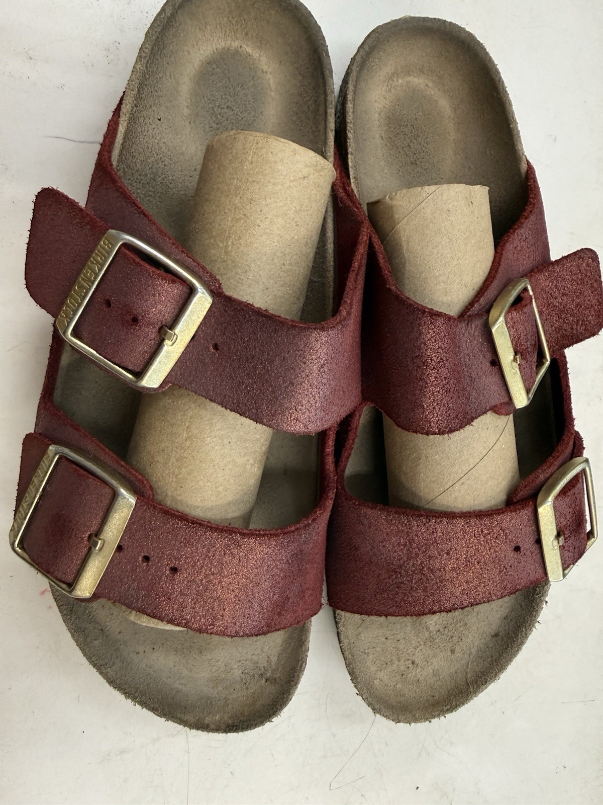 New with Box Birkenstock Arizona Pull Up Bordeaux Birko Flor Regular Select Size