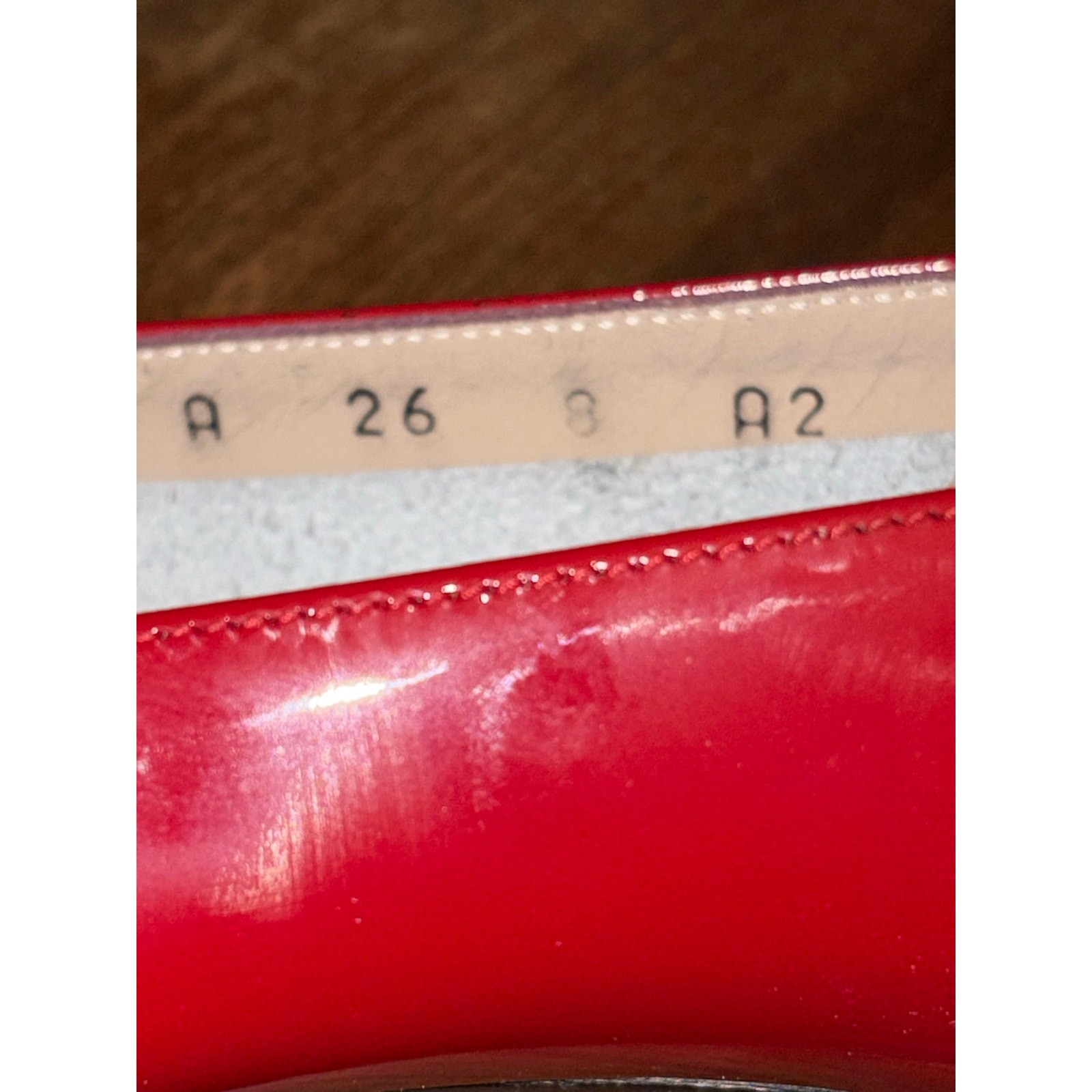 Salvatore Ferragamo Red Black Patent Leather Geometric Loafers 1” Heel Size 8 AA