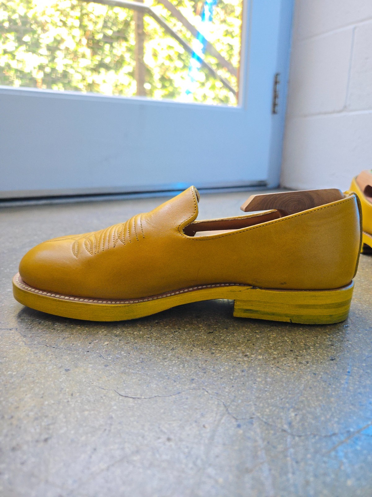 Unmarked Uma Yellow Brogue Loafers Men 5/Women 6.5 Made in Mexico Goodyear Welt