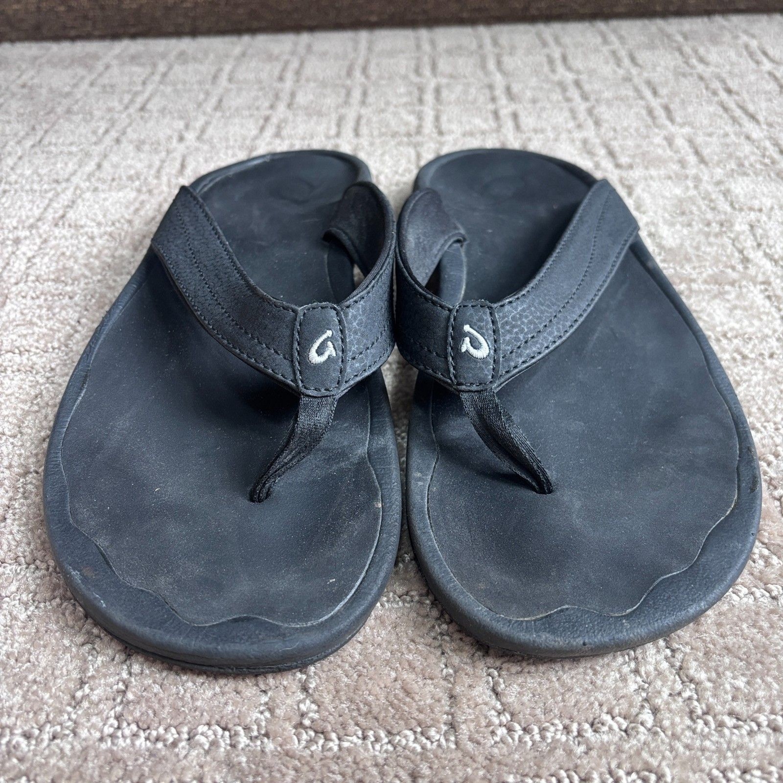 Olukai Ohana Flip Flop Sandals Women’s 10 Black Casual Travel Vacation Comfort