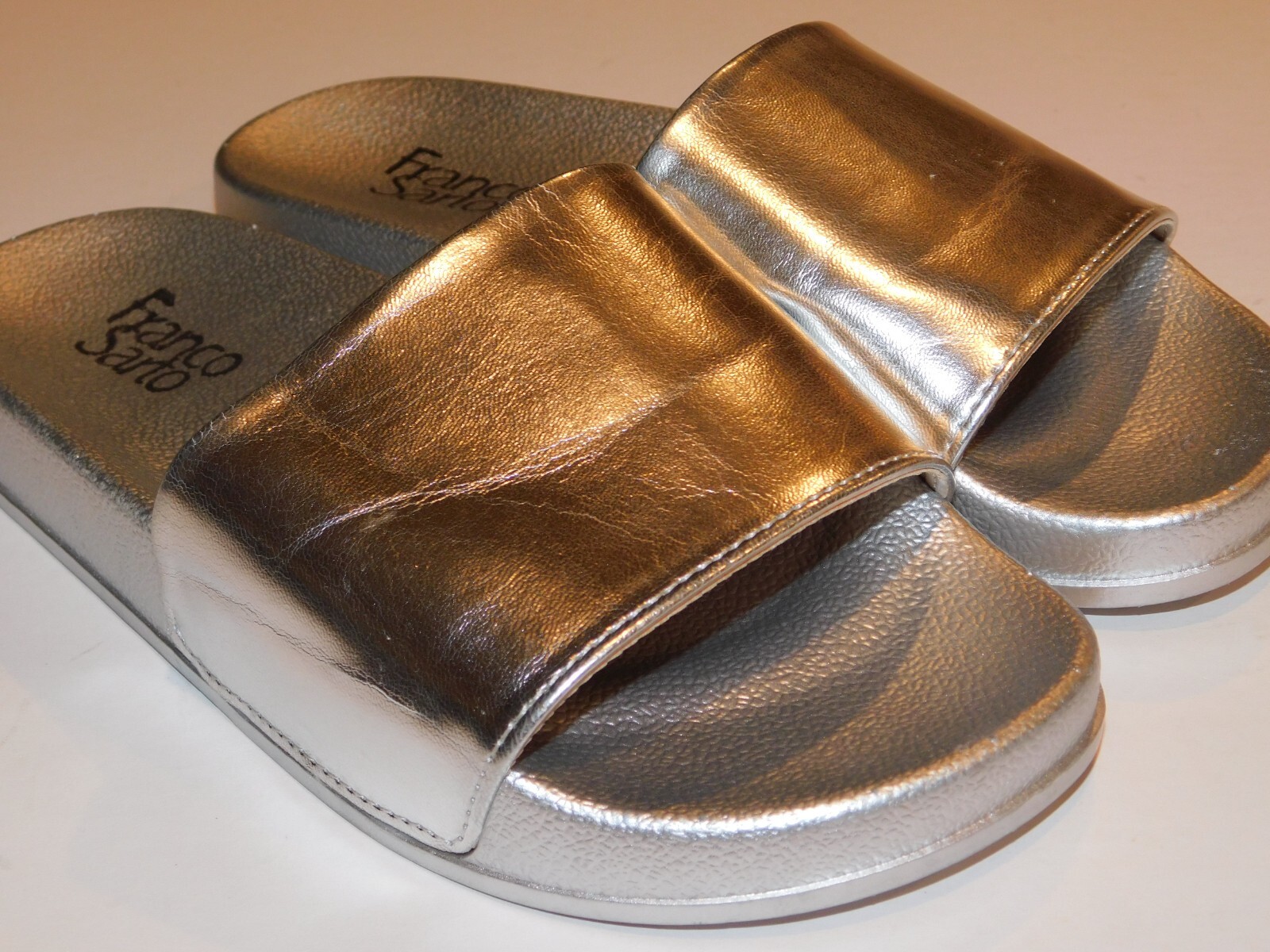 Franco Sarto Size 7 Metallic Silver Womens All Man Made Non Slip Slide