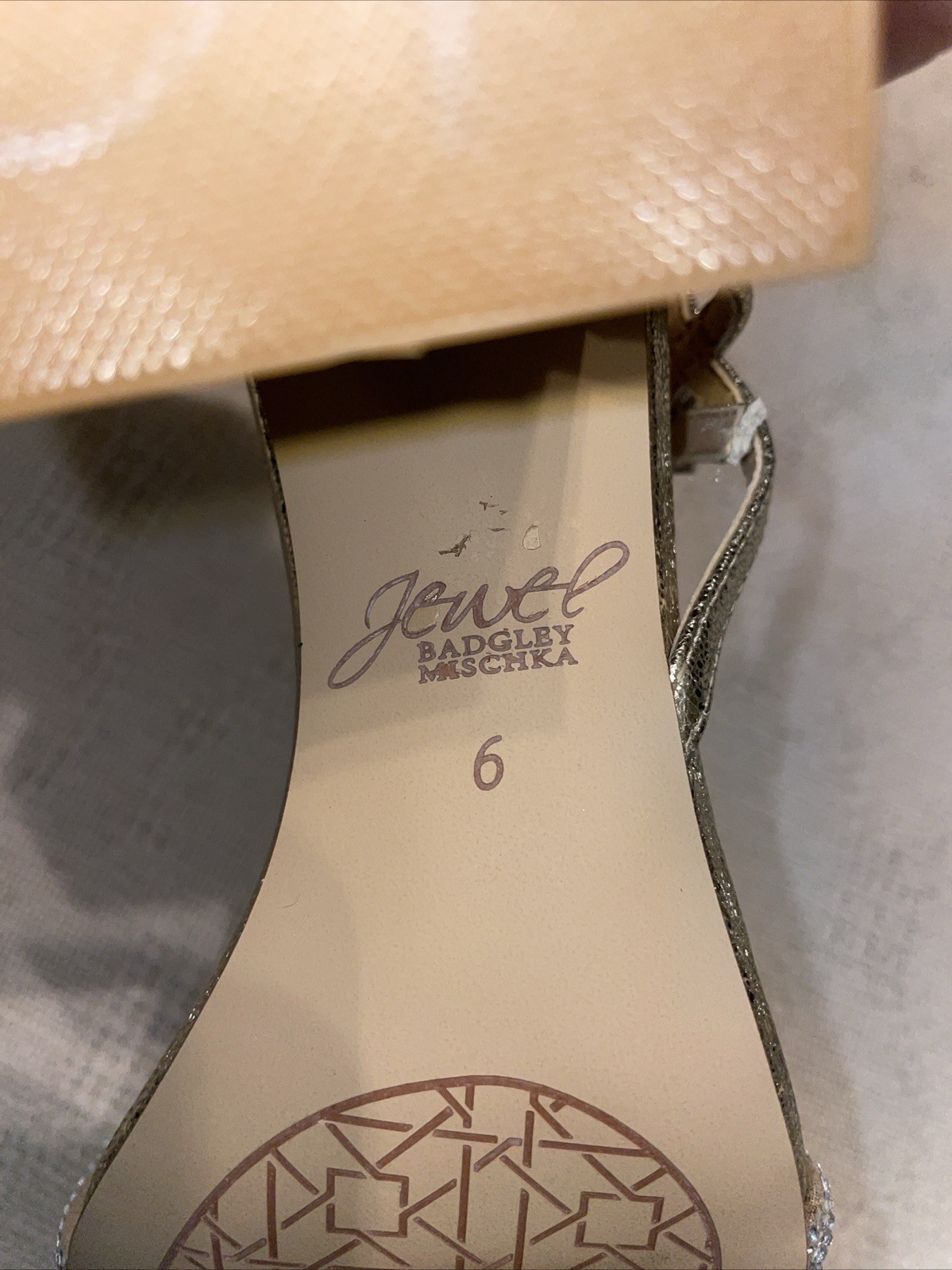 Badgley Mischka Dressy Heels Womens Size 6 M Gold Faux Jewels Business Formal