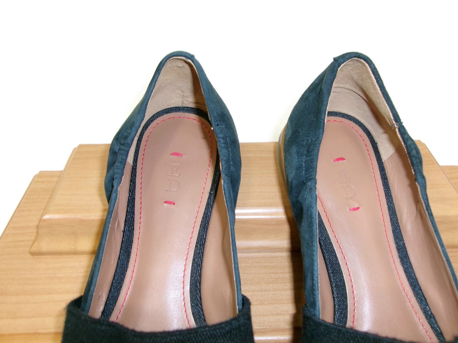 Womens ED Ellen Degeneres Karlin Suede & denim Textile Flats Blue Size 8 M