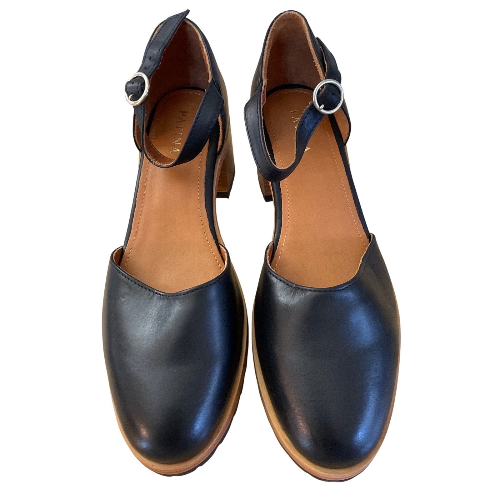 Modern Patina Leather Mary Jane Heels Dark Academia Cottagecore Minimalist Retro