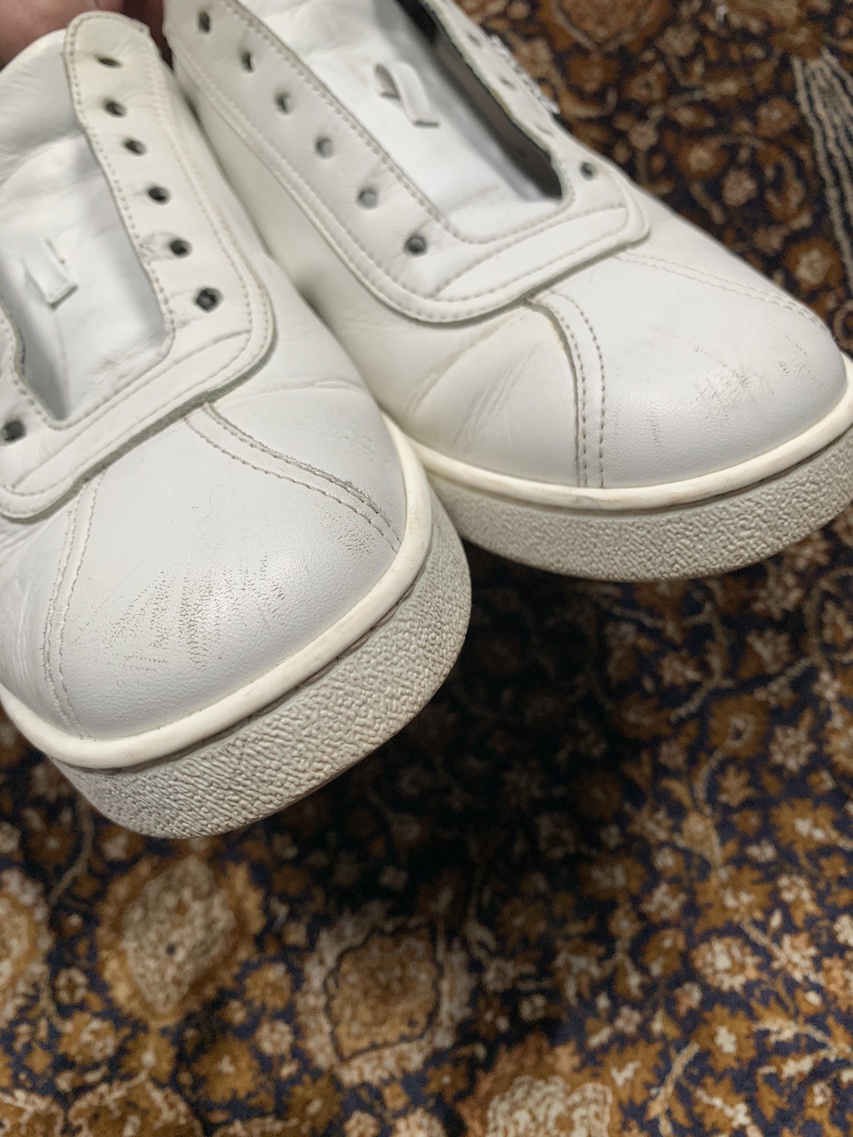 Chanel Low Top Sneakers White Calfskin Spellout 2 Cs Pull Tab Womens 39.5 EU