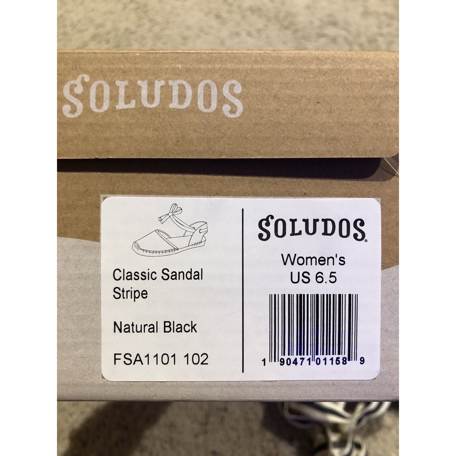 NEW SOLUDOS sz 6.5 Striped Ankle Tie Espadrille Sandals Natural/Black stripe Z22