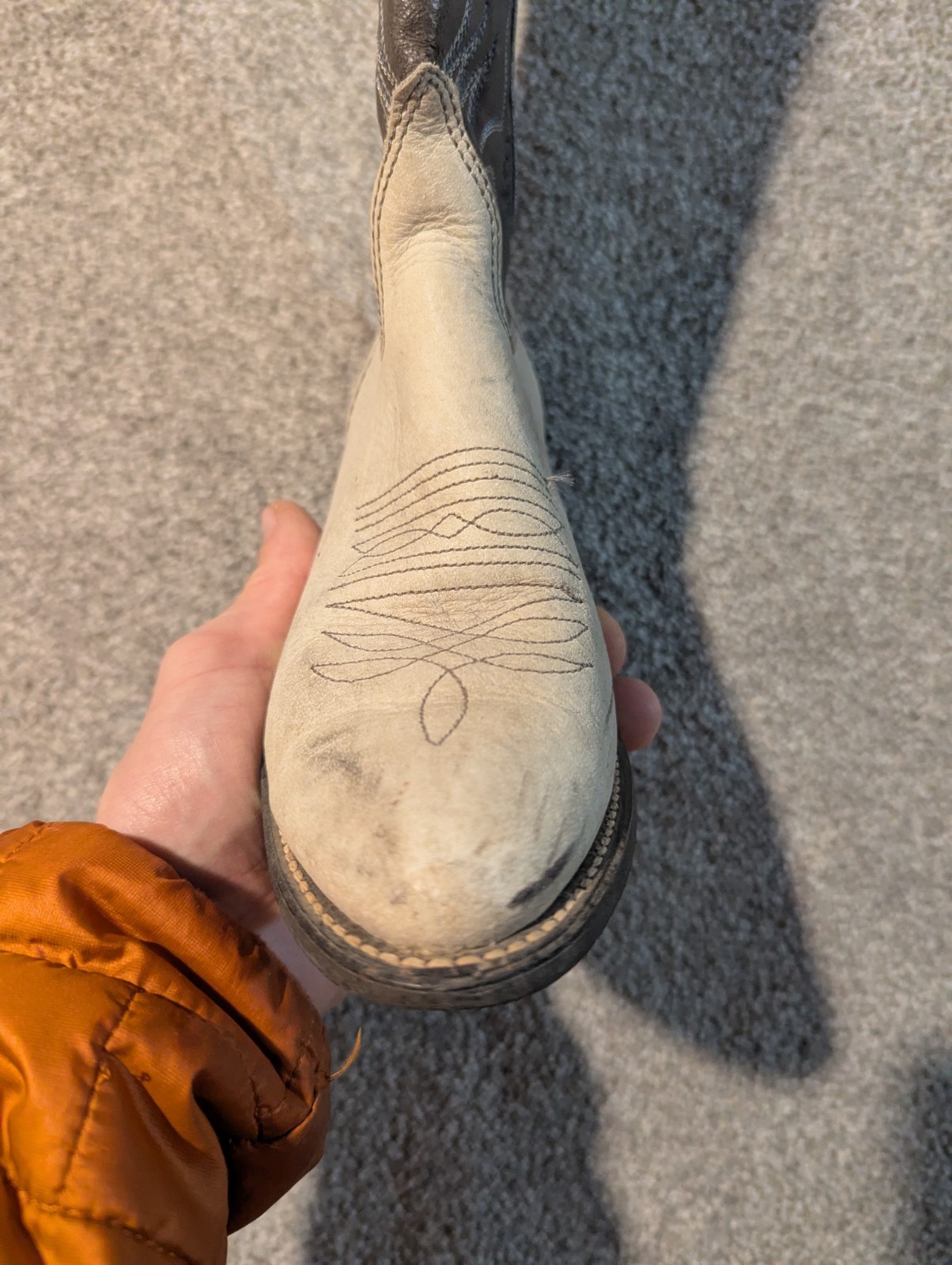 Vintage Wrangler Cowboy Boots Womens 7 M Gray Western Cowgirl 4772 USA Made