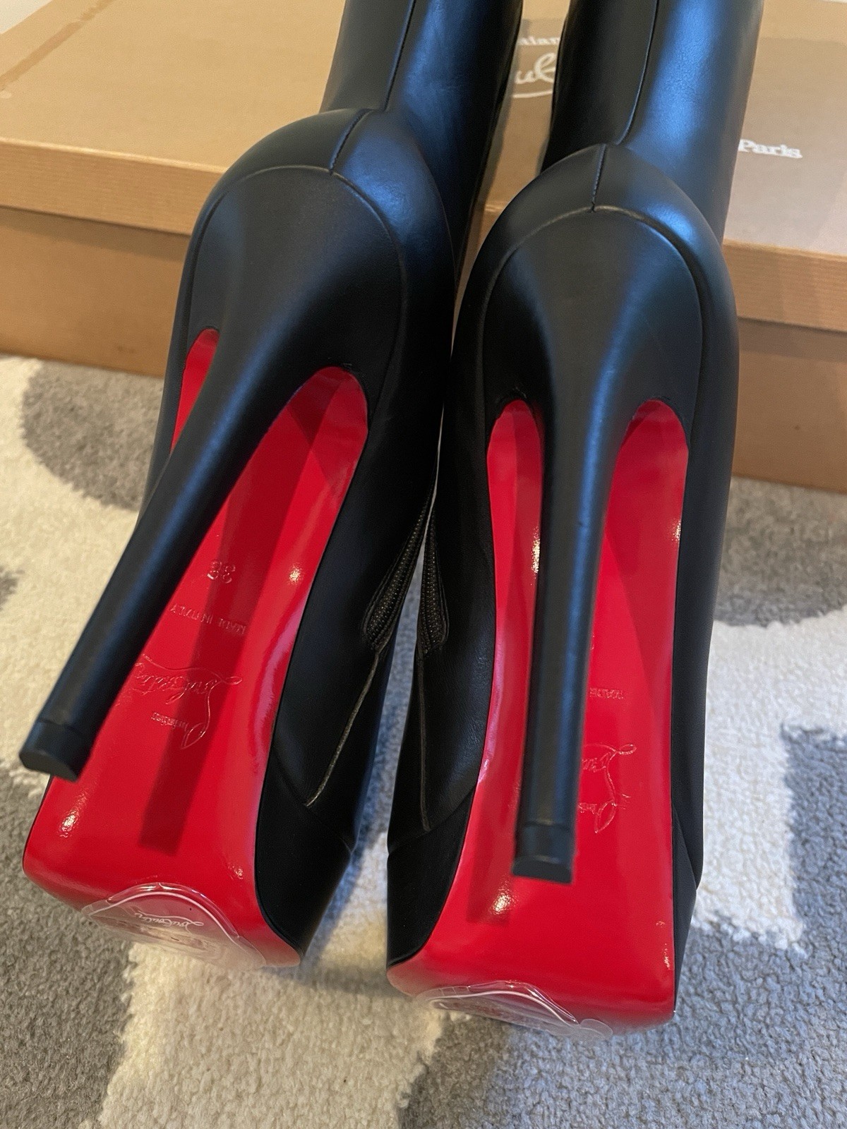 Christian Louboutin Bianca Botta 140 King Calf Black Knee High Boots 38