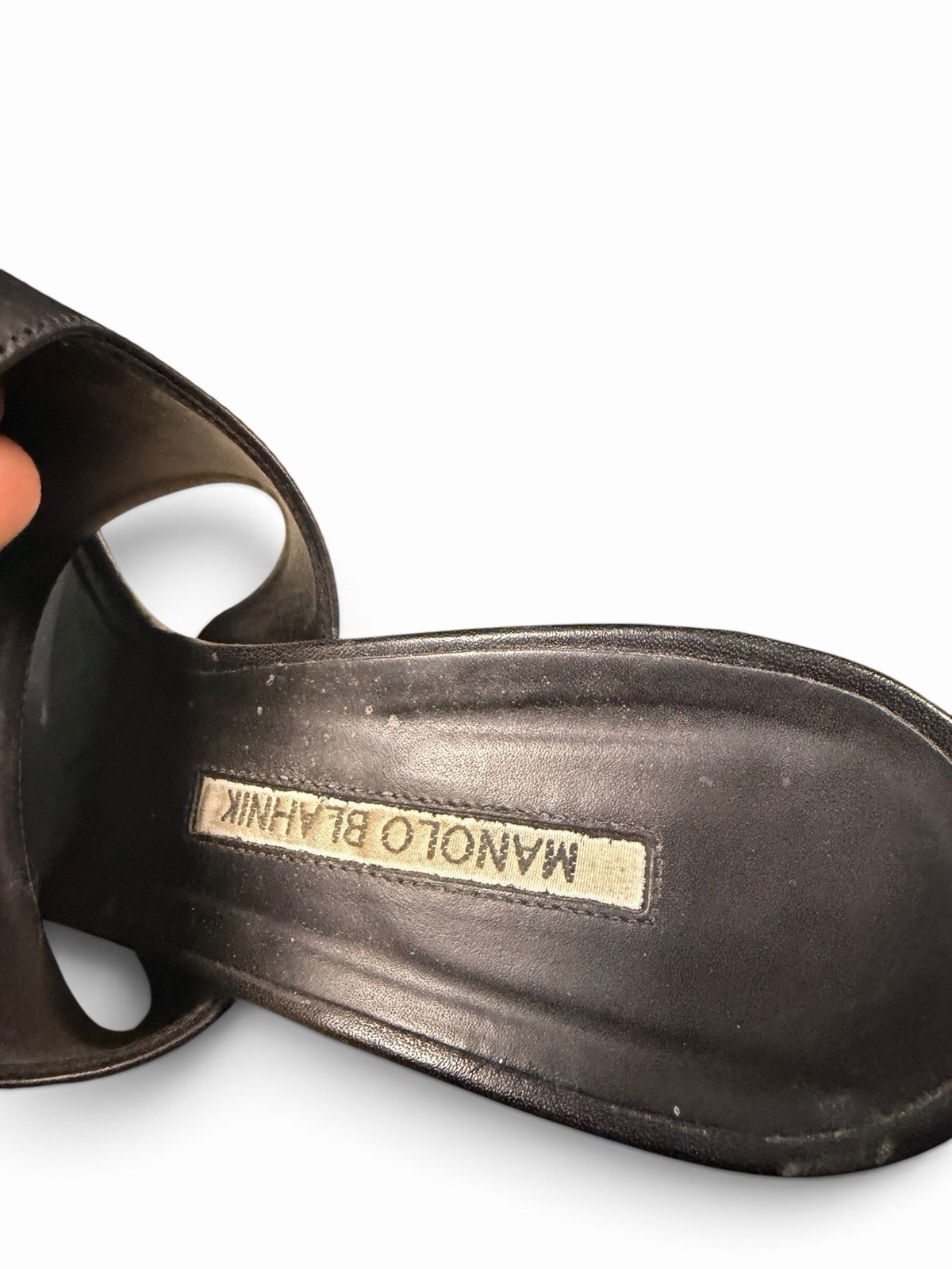 Manolo Blahnik Black Leather Ankle Cuff Stiletto Sandals EU 40.5 US 10/10.5
