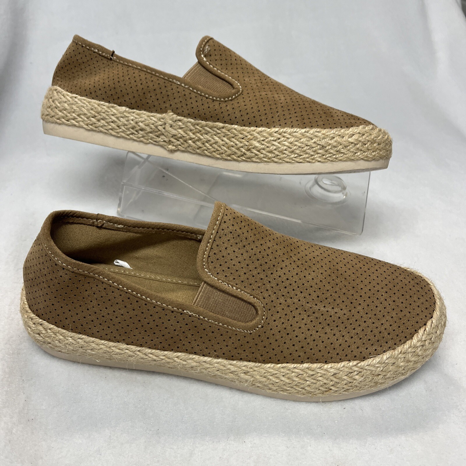 Esprit Nadine Espadrille Flats US 6.5M Tan Faux Suede Textile Uppers Casual Shoe