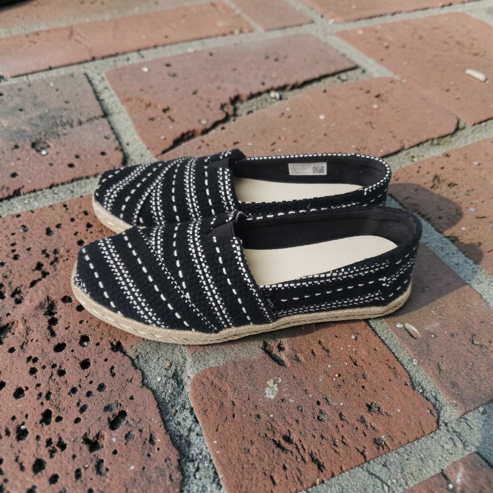 TOMS Alpargata Rope Shoes Women’s 8M Black Multi Chunky Global Woven NIB