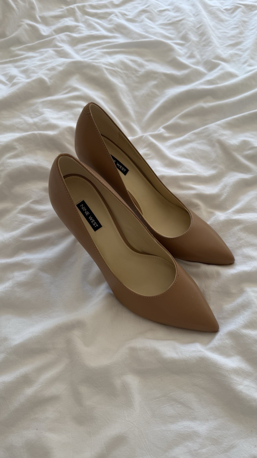 Nine West Tatiana Tan Leather Pointed Toe Stiletto Pumps Heels Women’s 10 New