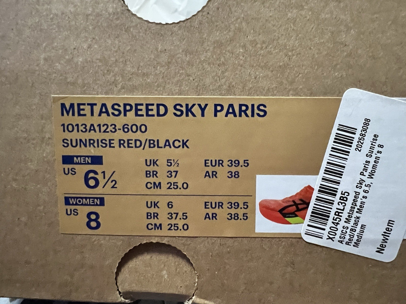 Size 8 Women’s – ASICS Metaspeed Sky Paris Sunrise Red Men 6.5 (Pre-Owned)