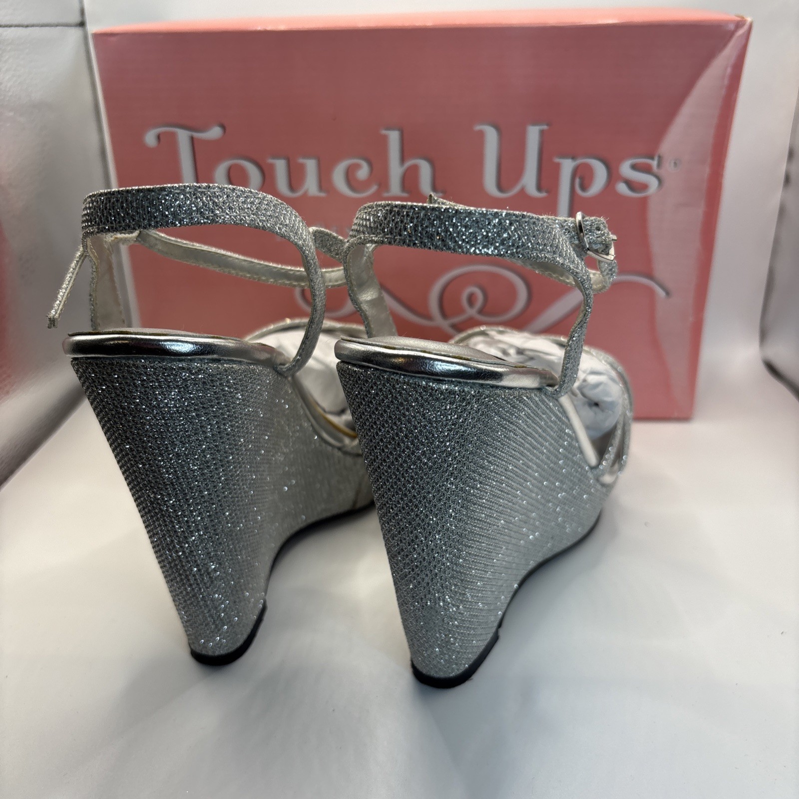 Touch Ups Size 8 Silver Wedge 4” Heel Special Occasion Model Jaden NIB