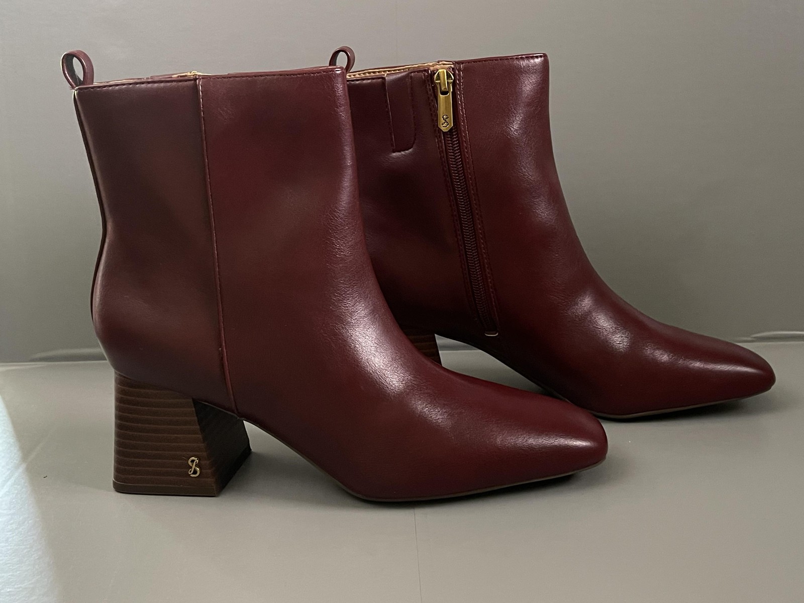 Sam & Libby Boots Womens Size 9.5 Red Yuliana Faux Leather Ankle Block Heel