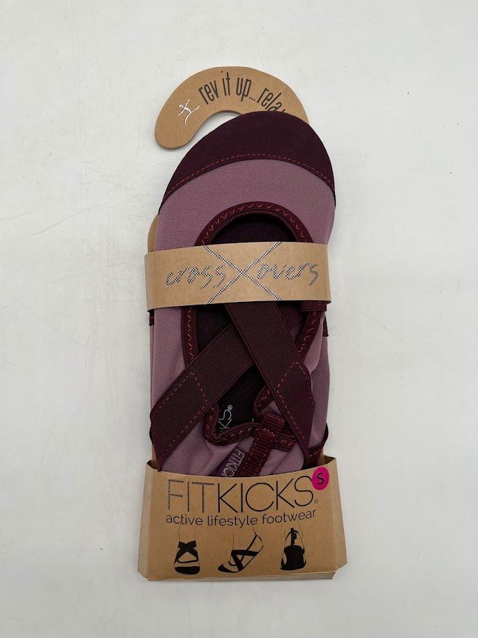 FitKicks Womens S Mauve Burgundy Crossovers Criss Cross Slip On Active Shoes