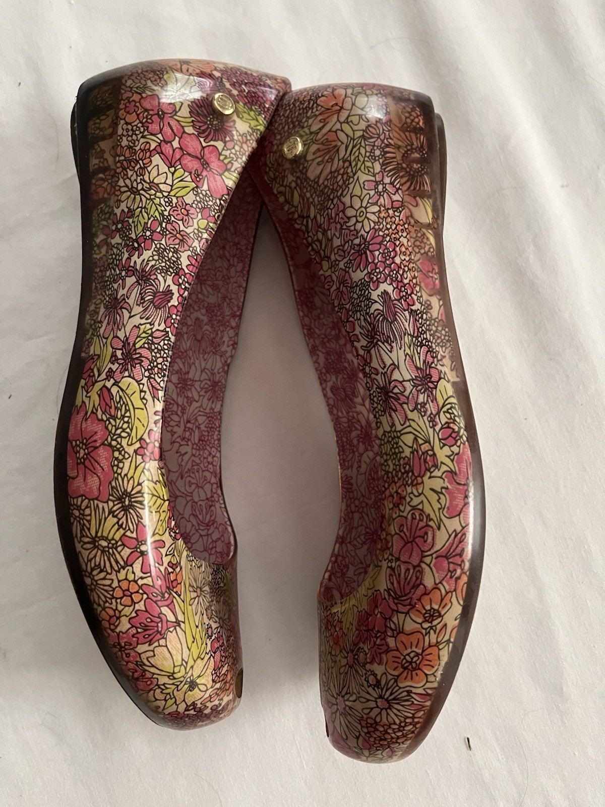 Melissa Liberty Art Fabrics Women’s Floral Jelly Flats, Size 8
