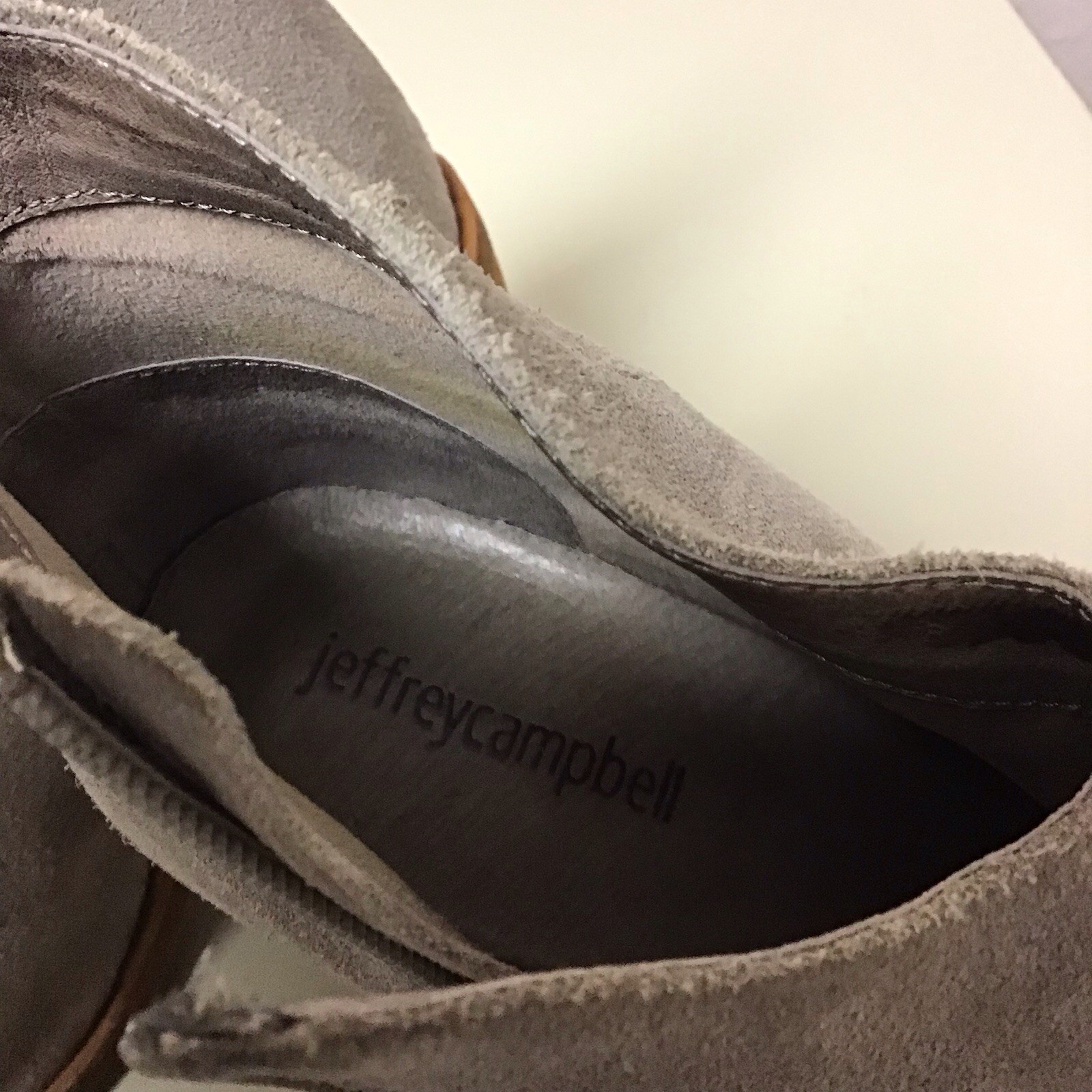 Jeffrey Campbell Kamet Neutral Taupe Bootie Sz 8 Stacked Wooden Heel