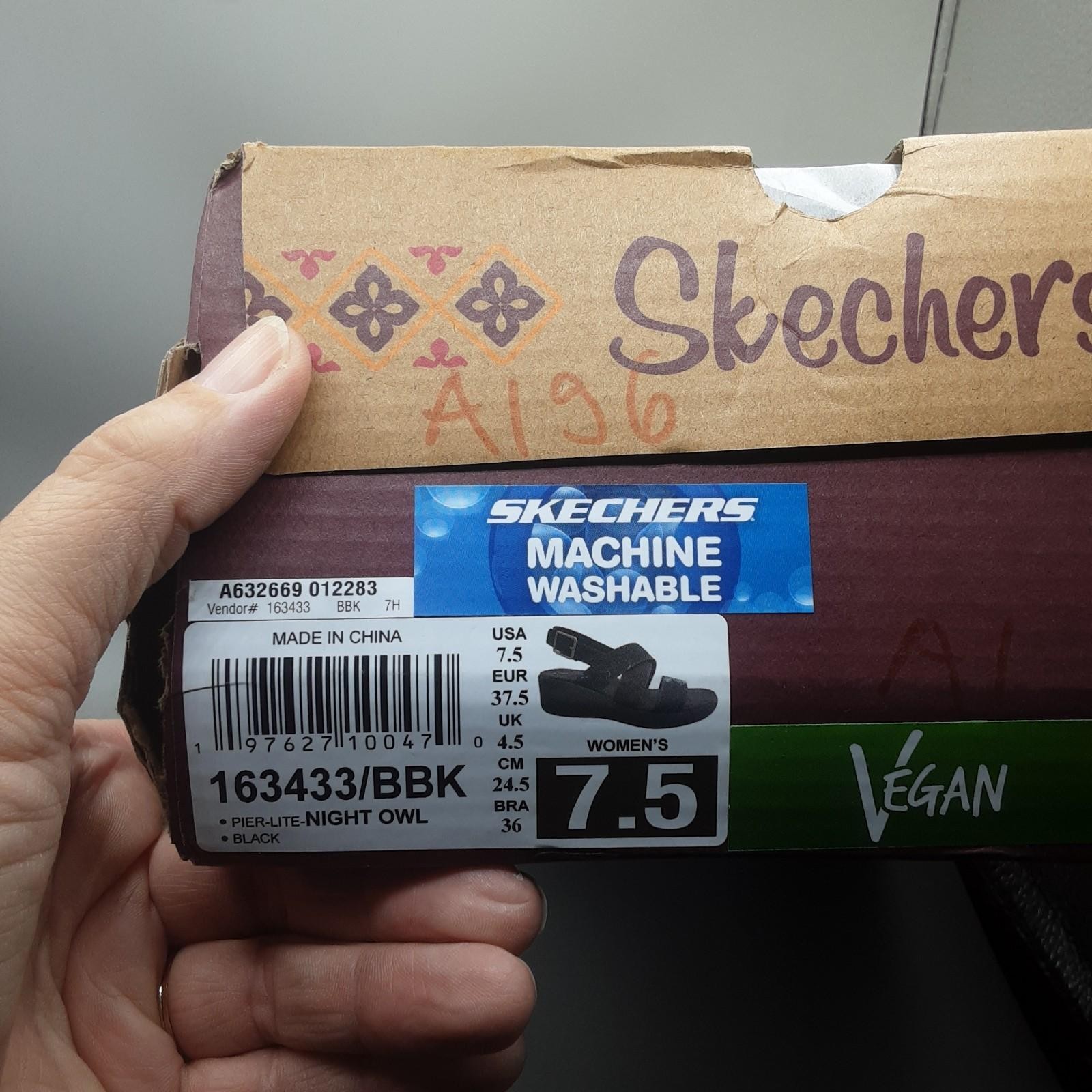 Skechers Pier Lite Night Owl Sandals Women’s 7.5M Black Slingback A196