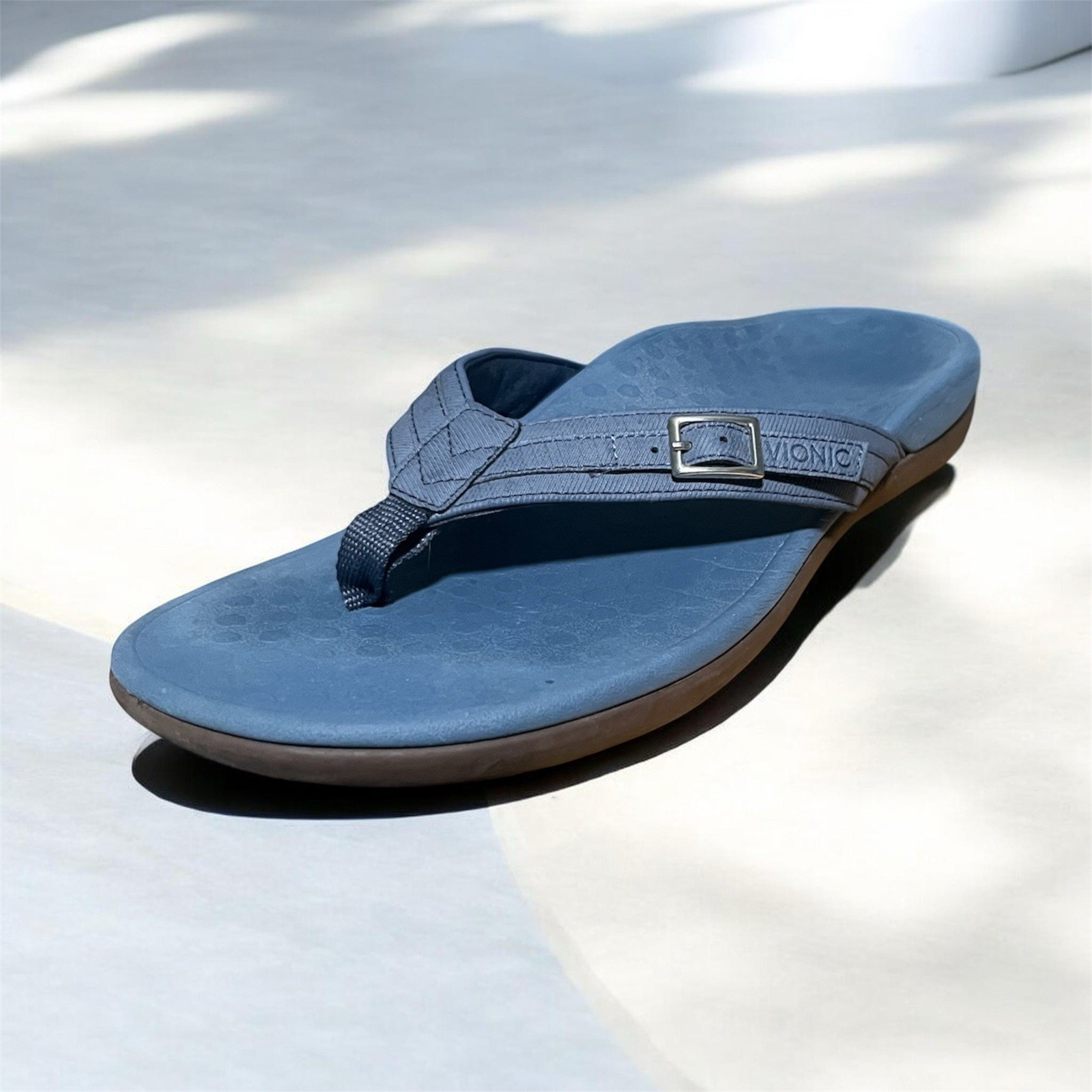 Vionic Tide Patty Blue Buckle Thong Sandals Womens